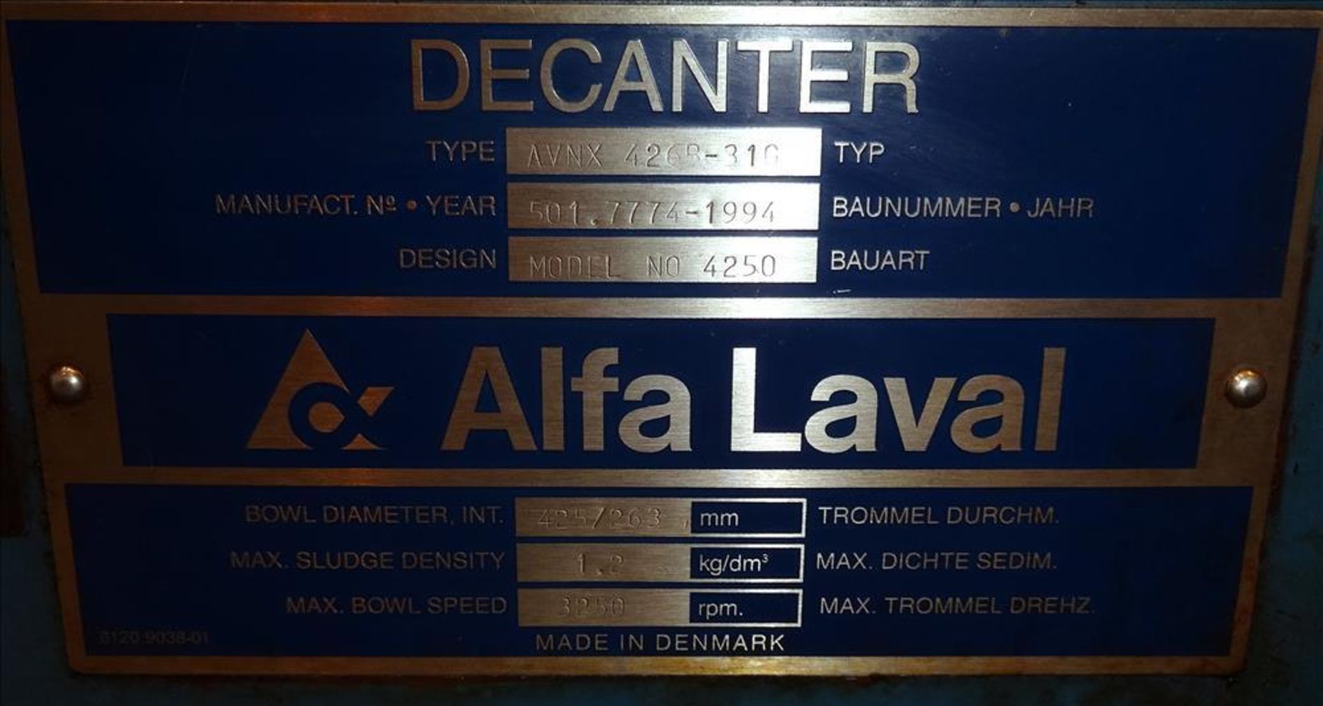 Used- Alfa Laval AVNX-426B-31G (same as a PM-36000) Solid Bowl Decanter Centrifuge, 316 Stainless st - Image 27 of 27
