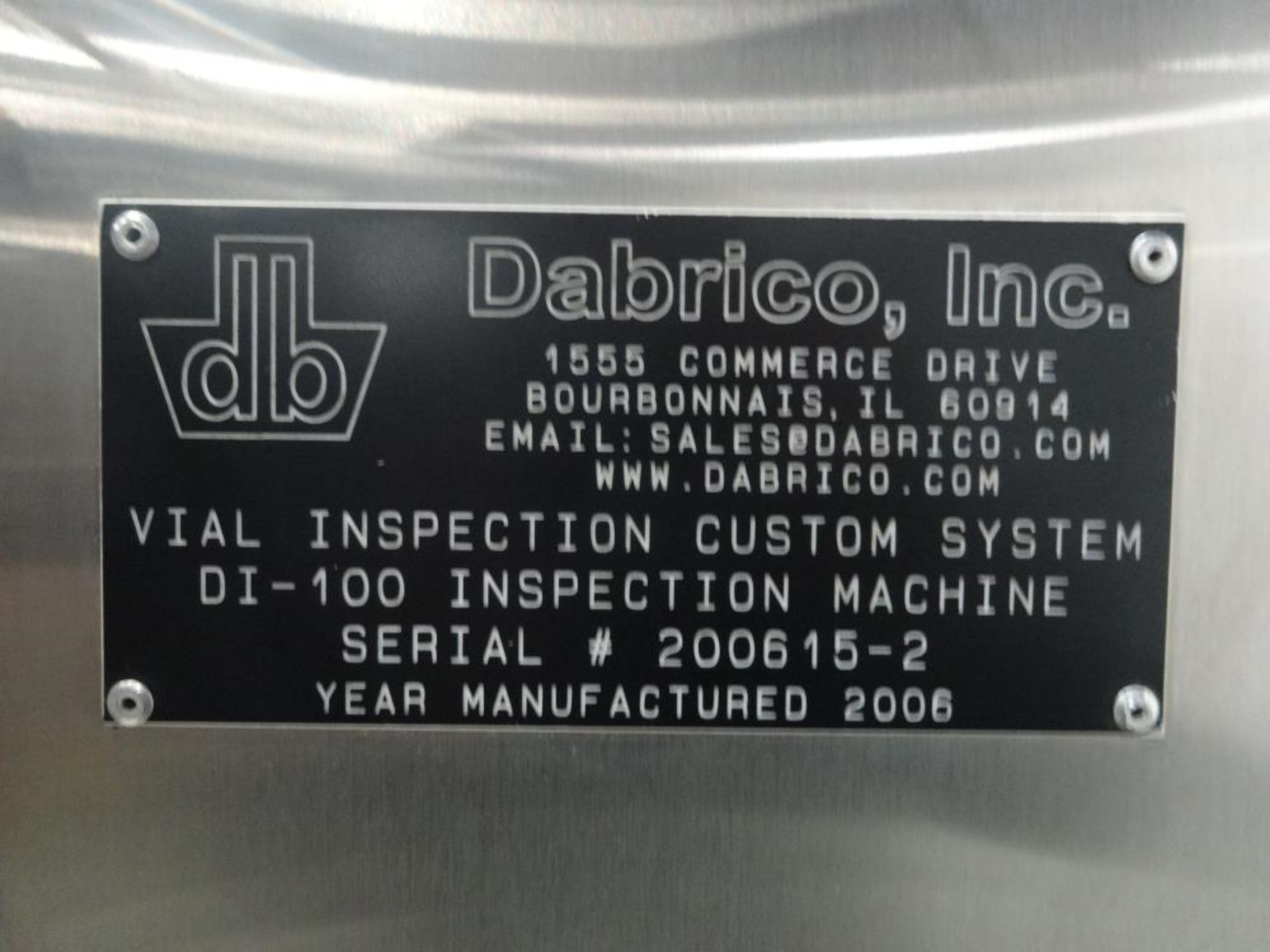 Used- Dabrico Inc. Model DI-100 Vial Inspection System. Capable of inspecting containers at maximums - Image 14 of 20