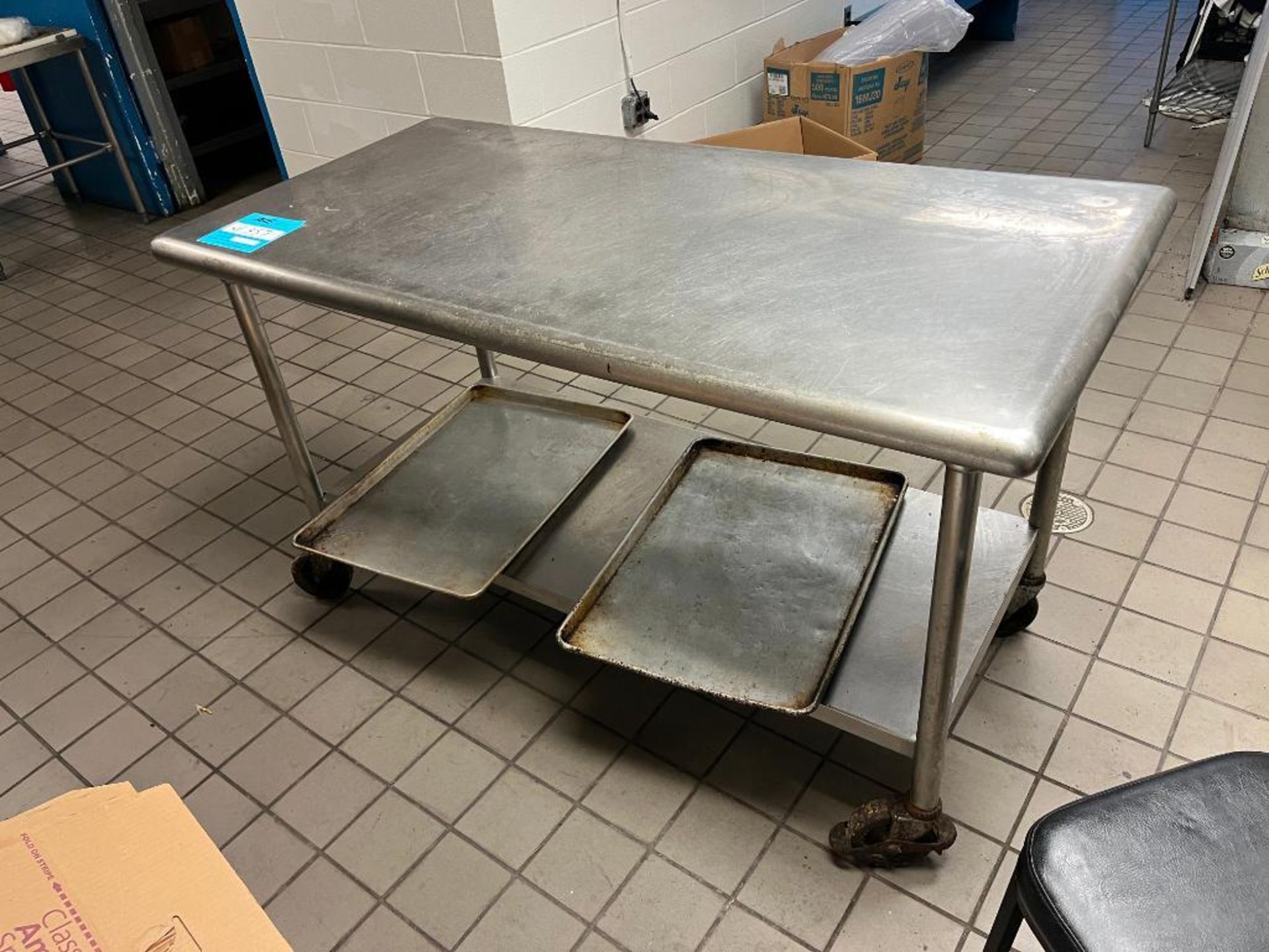 Lot: (3) Metal Tables, Metal Cart, and Misc. Contents - Image 2 of 6
