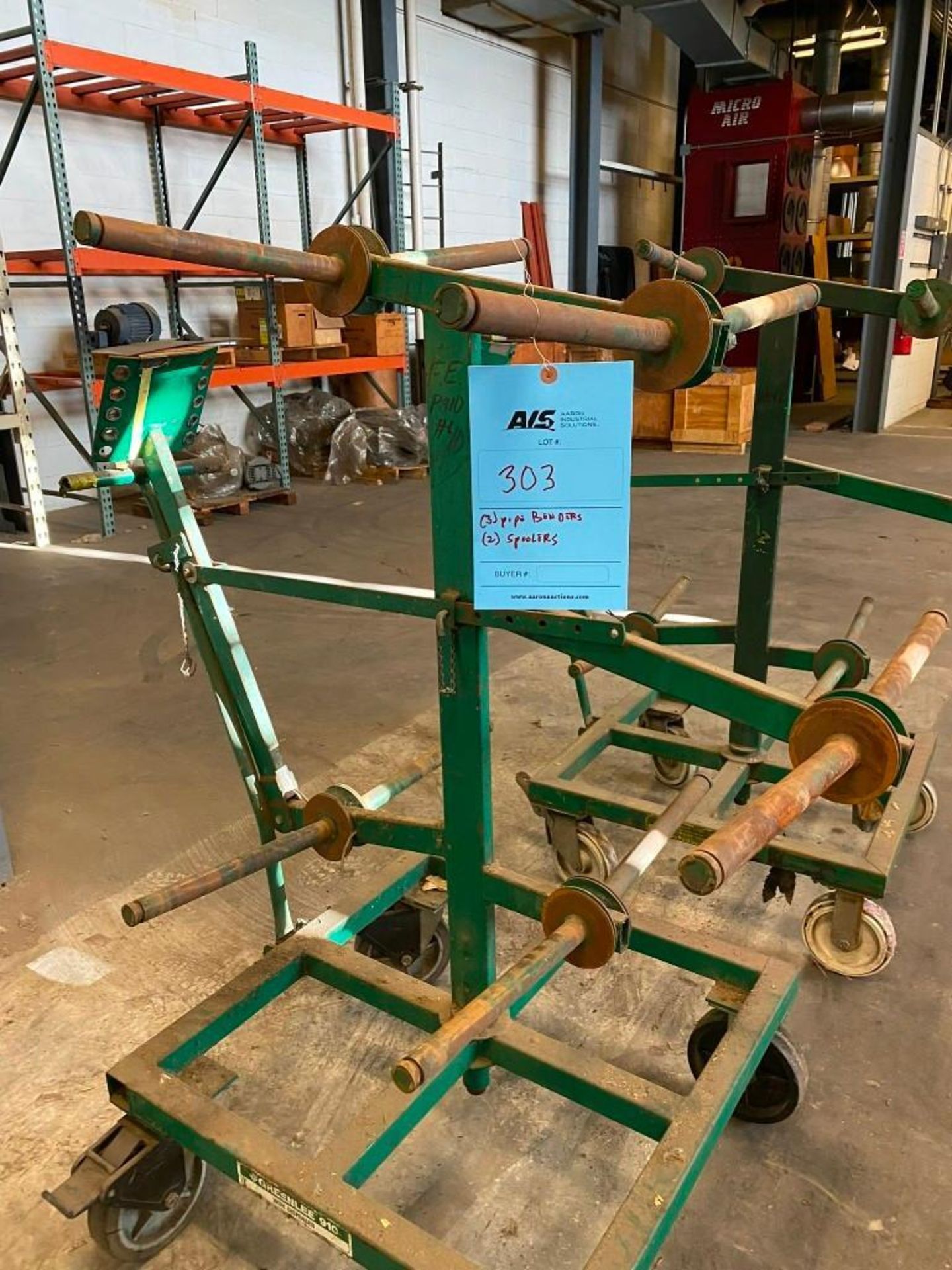 LOT: (3) Pipe Benders on casters and (2) Spoolers on casters