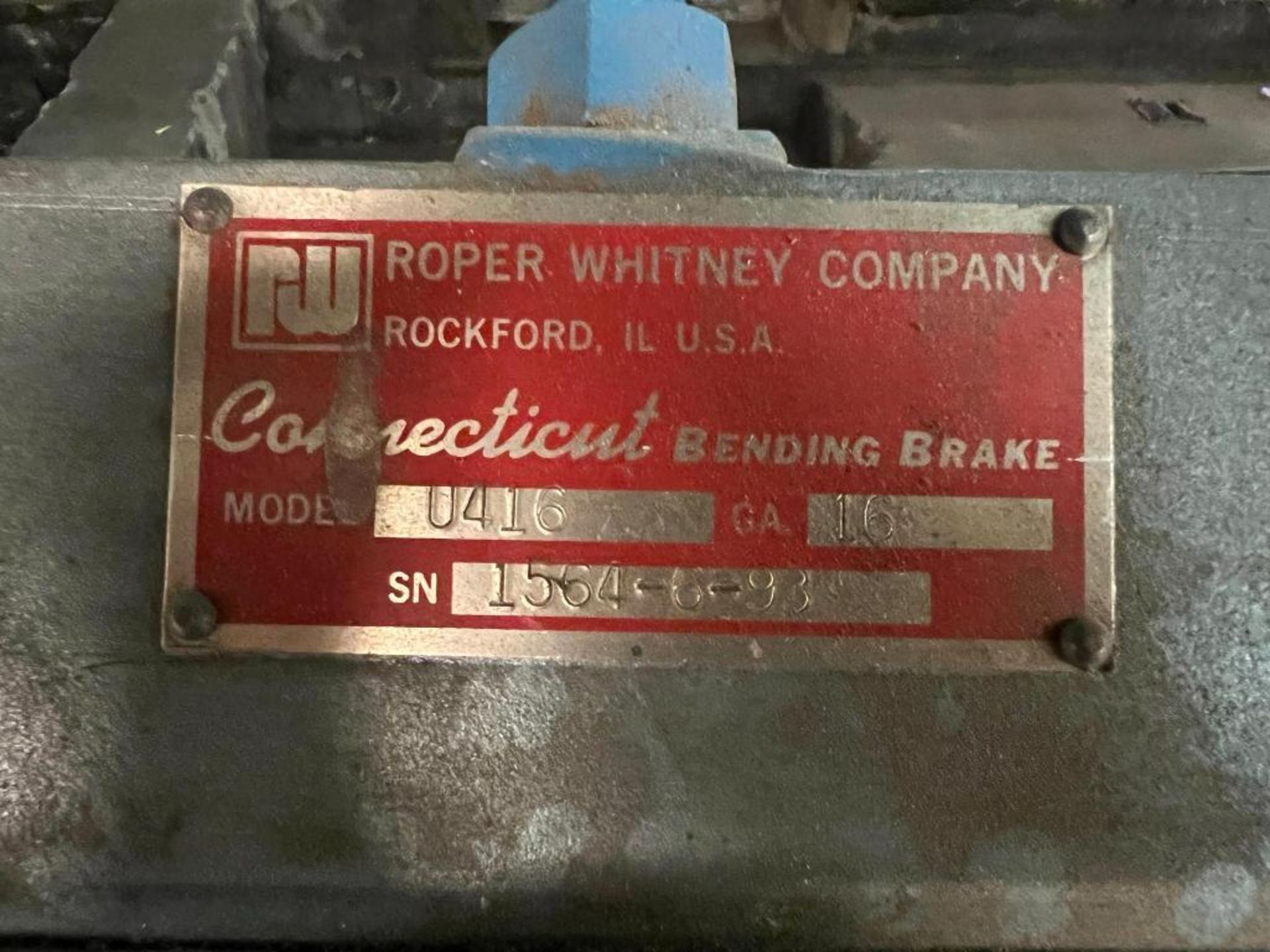 Roper Whitney Conneticut Bending Brake Model U416, S/N 1516-5-93, 16 GA Capacity - Image 3 of 4