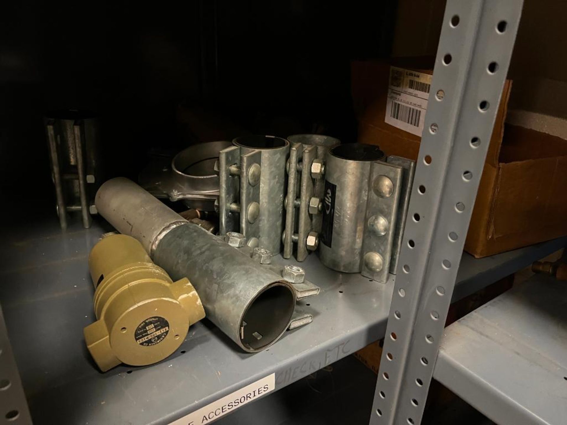 Steel Shelving & Cabint w/ Contents of Gas Regulators, pumps, caster wheels, hand tools, plumbing un - Image 8 of 19