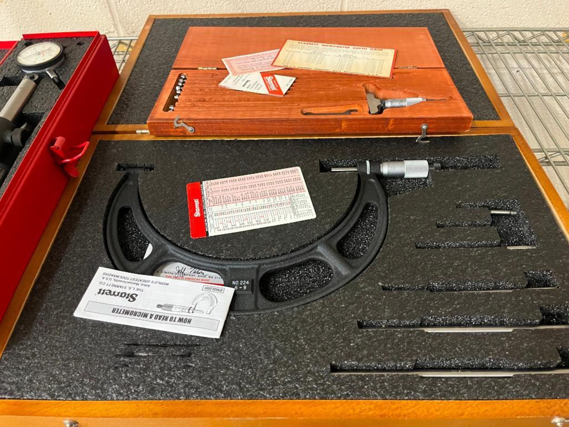 Starrett 9"-6" outside micrometer Depth Gage & Large Dial indicator and Magnetic Stand - Image 2 of 5
