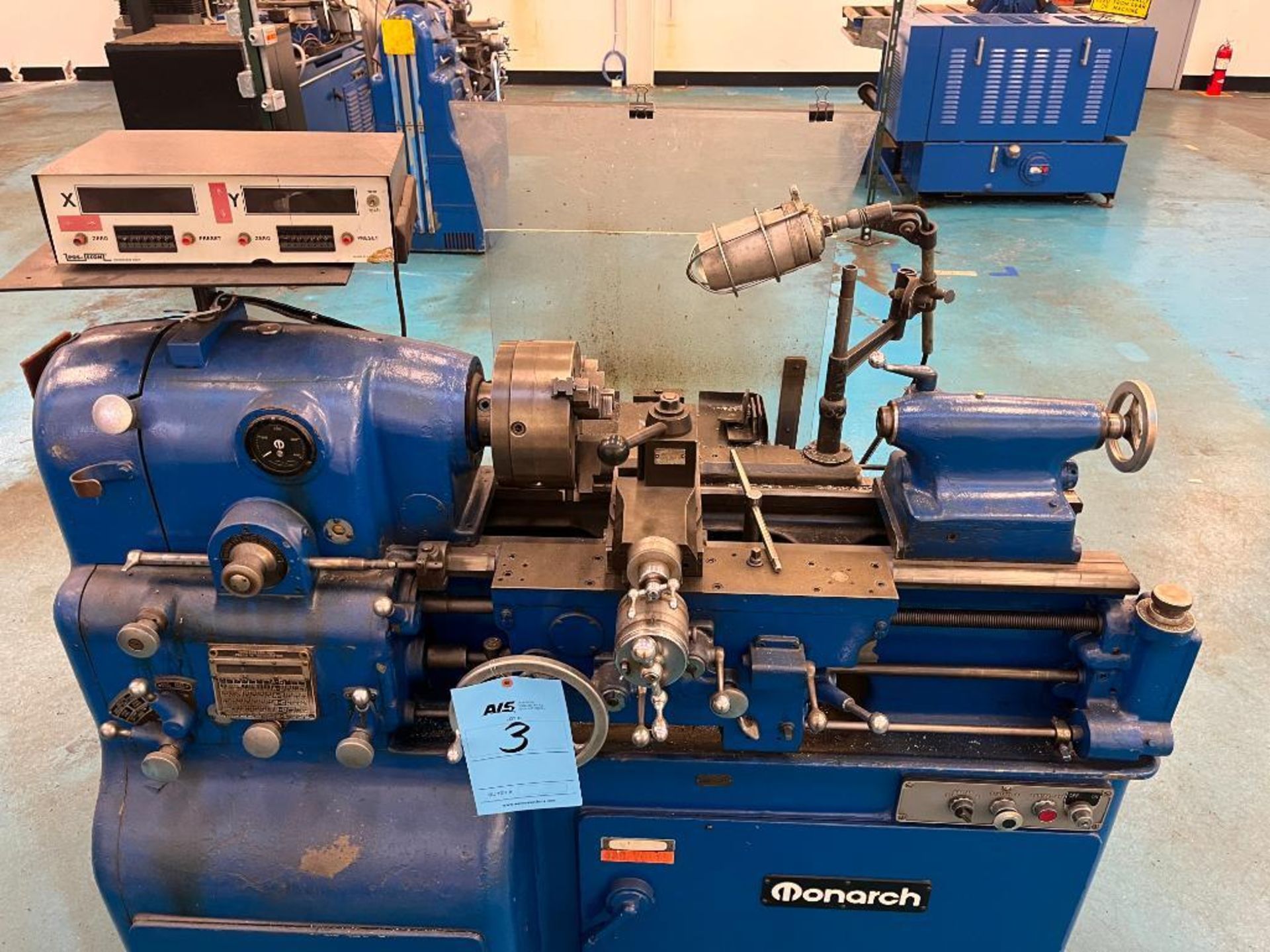 Monarch 10x20 Tool Room Lathe 12.5 Swing 8" 3 Jaw Chuck, Aloris Tool Post, Heidenhain 2 Axis DRO S/N - Image 4 of 6