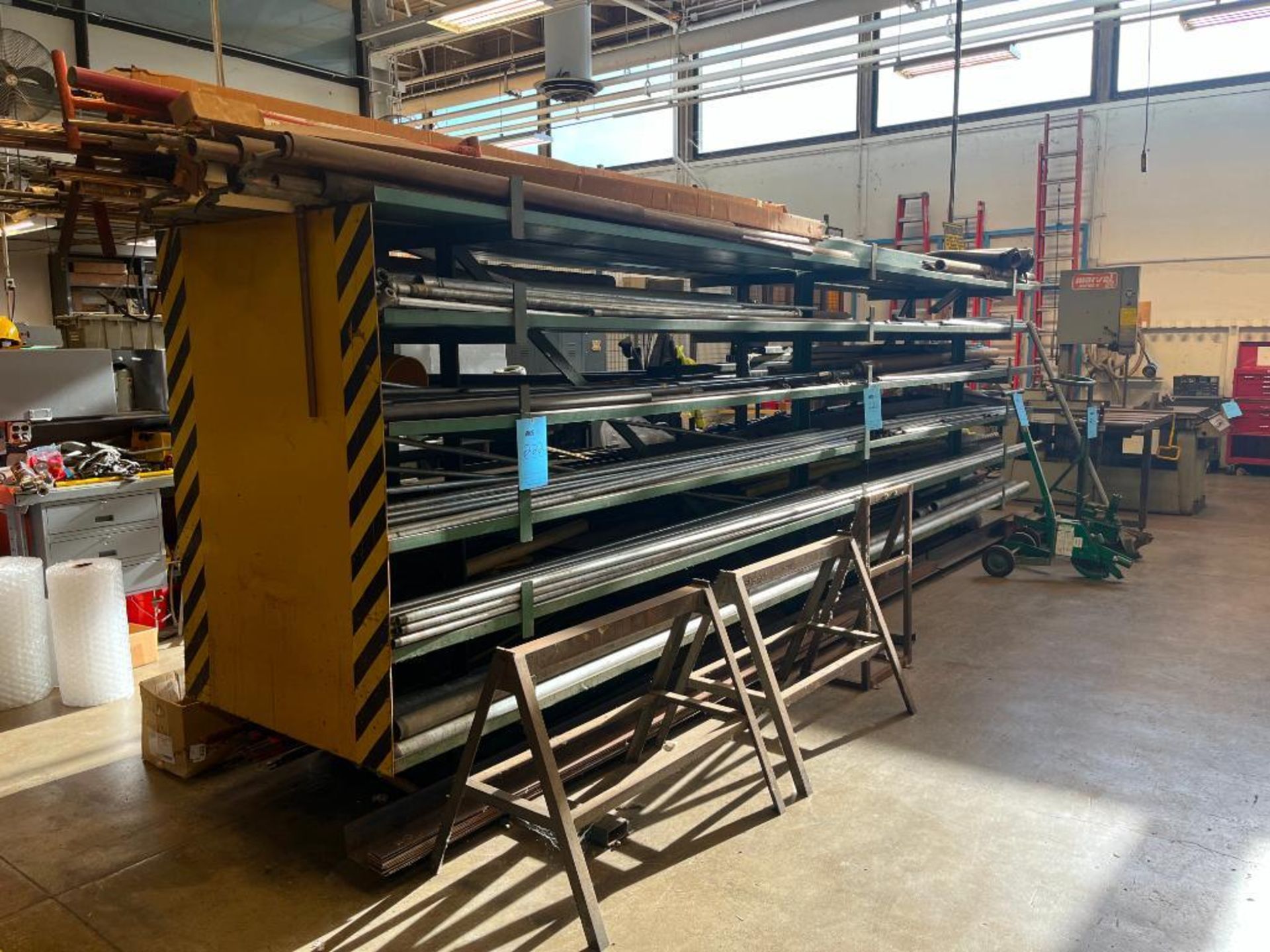 Assortment of 20" Welded Steel Rack w/ Contents of Galvanized Pipe, Conduit, Coper Pipe, PVC and Mis