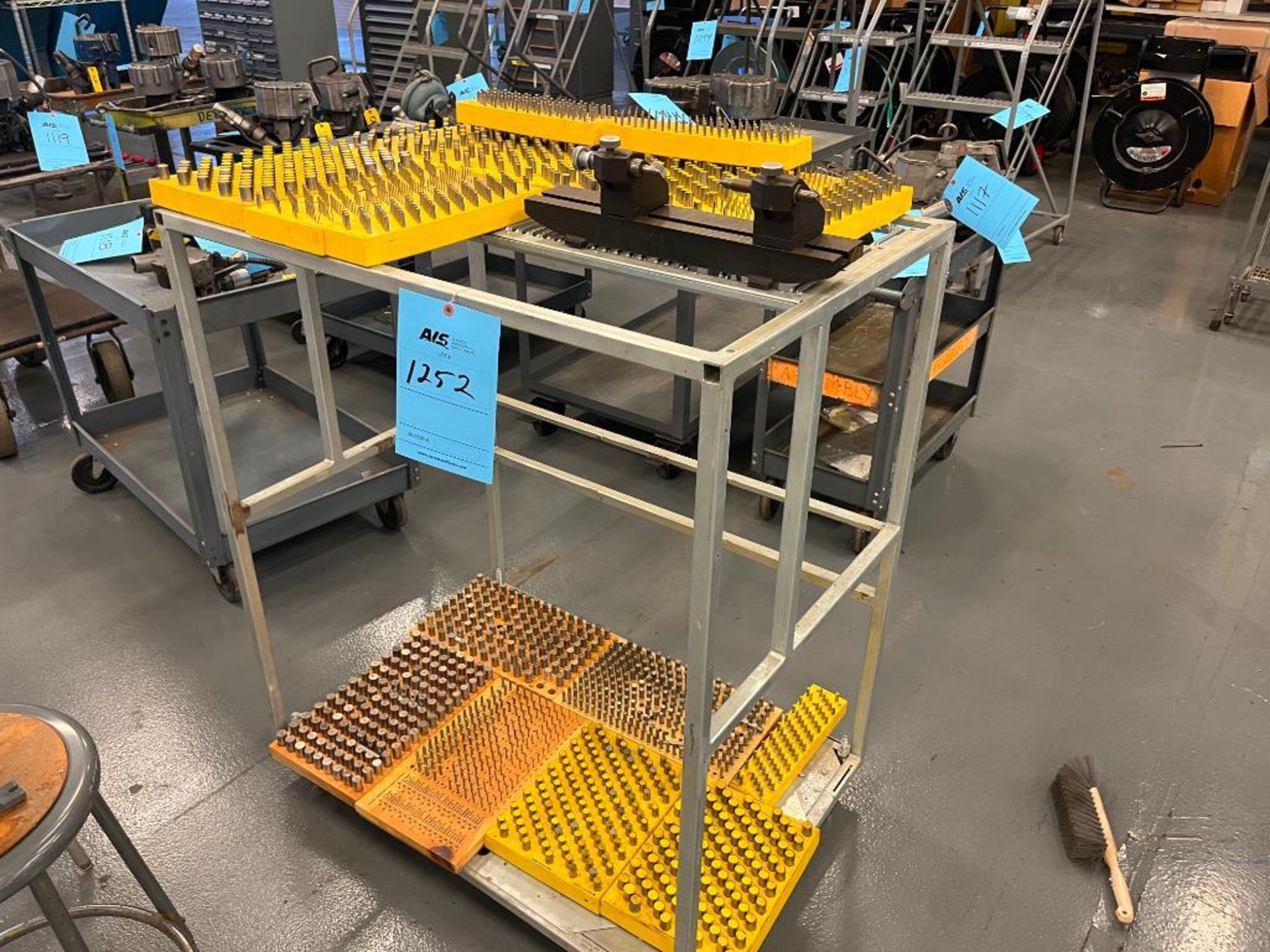 Large Quantity of Pin Gages & Small Bench Center on Rolling Cart