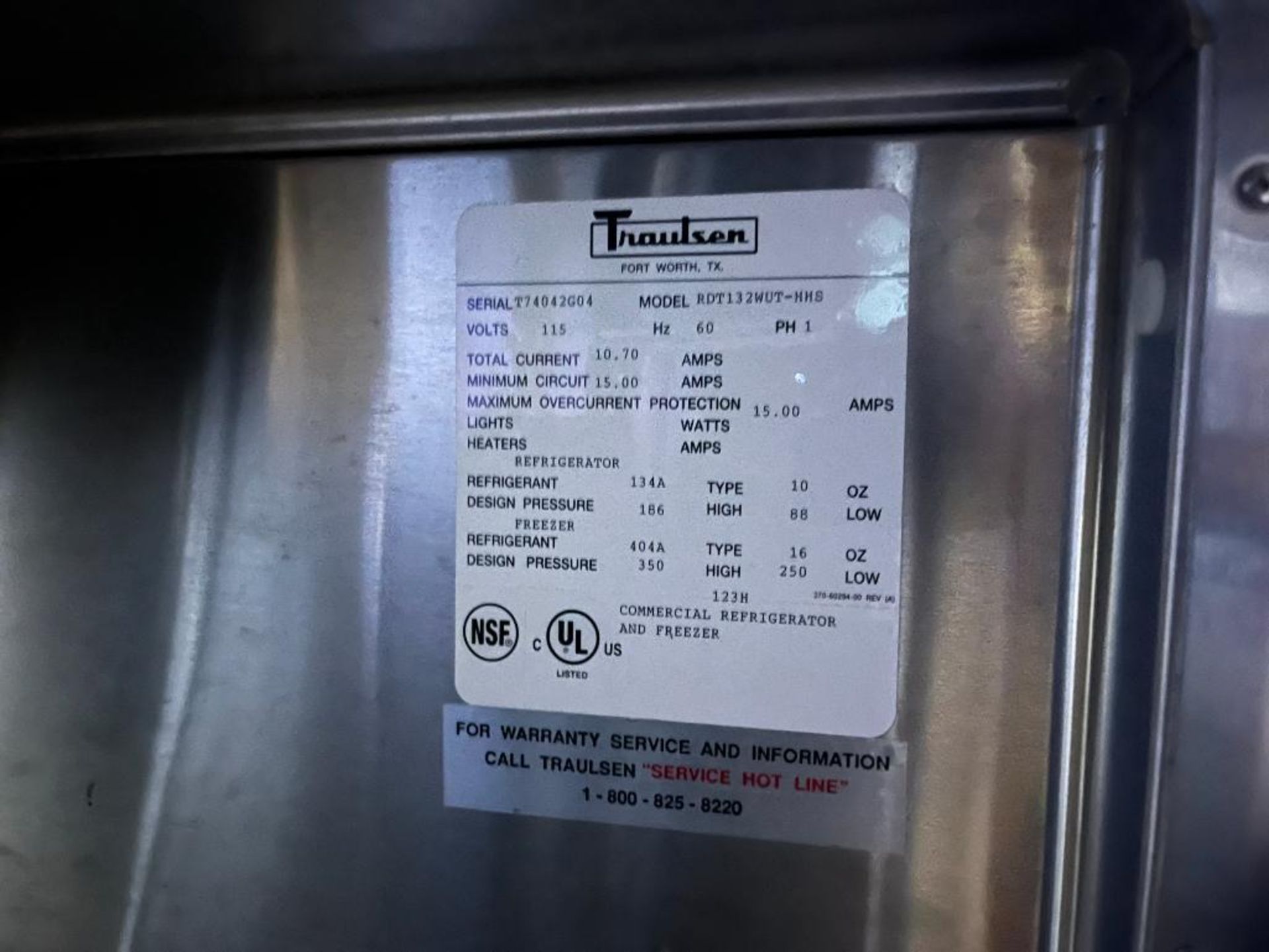 Lot (2): Traulsen Model RDT132WUT Double Door Stainless Steel Refrigeration w/ Intella Traul Control - Image 7 of 7