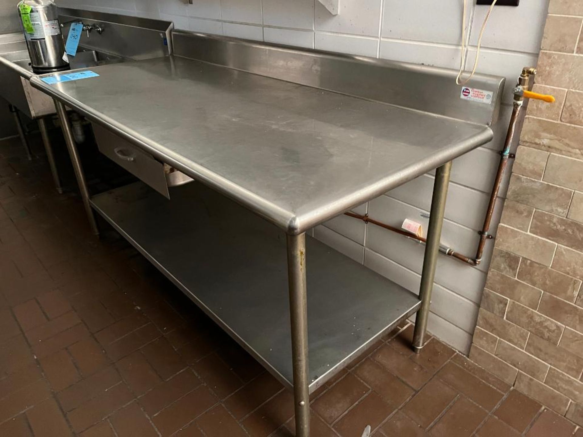 Lot (4): 84" 29" Stainless Steel Sink, 72" x 30" Prep Table & 2 Upper Shelves - Image 5 of 5