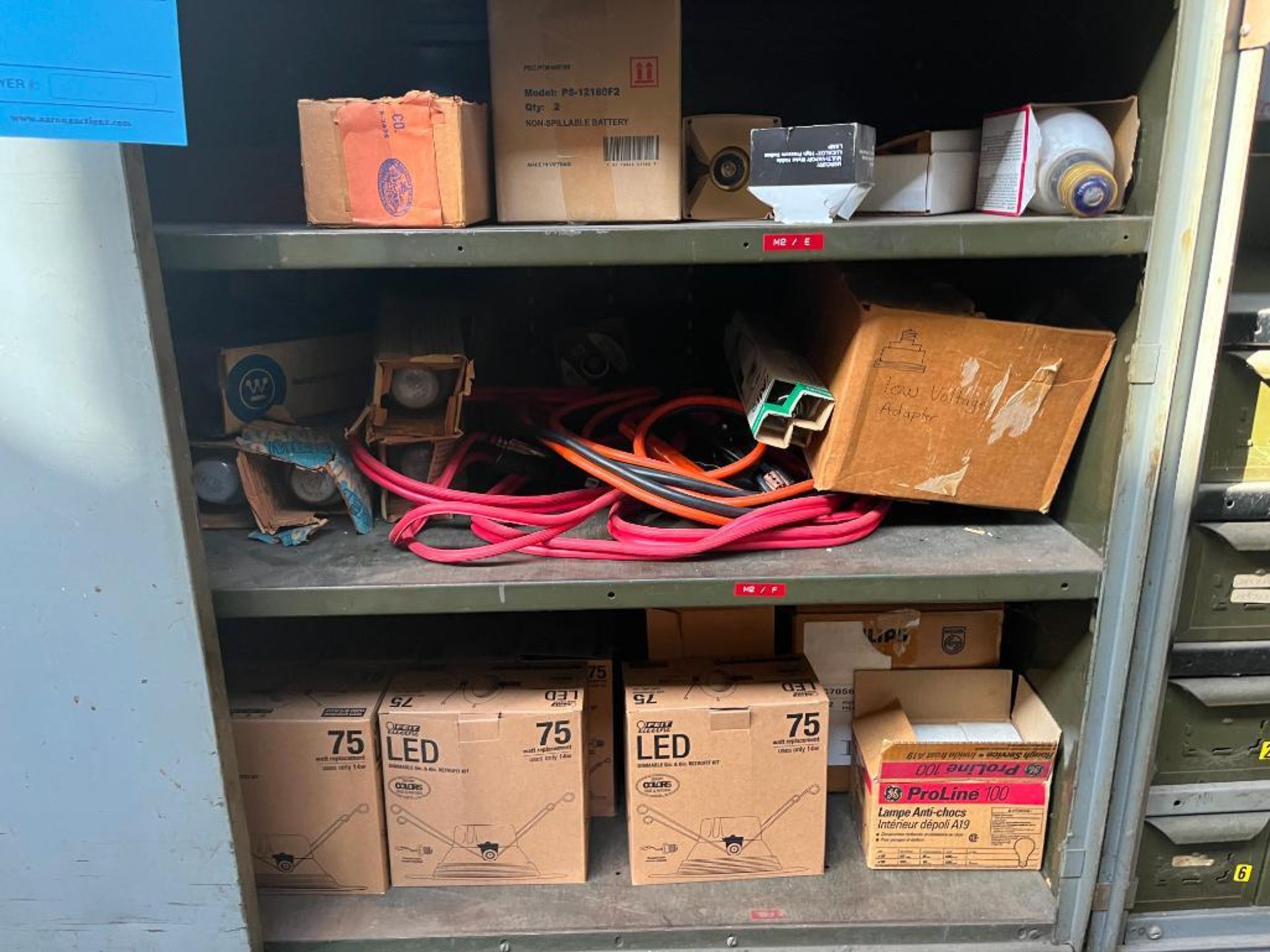 Large Quantity of Breakers, Switches, Light bulbs, Batteries, & (3) Steel Cabinets - Image 7 of 19