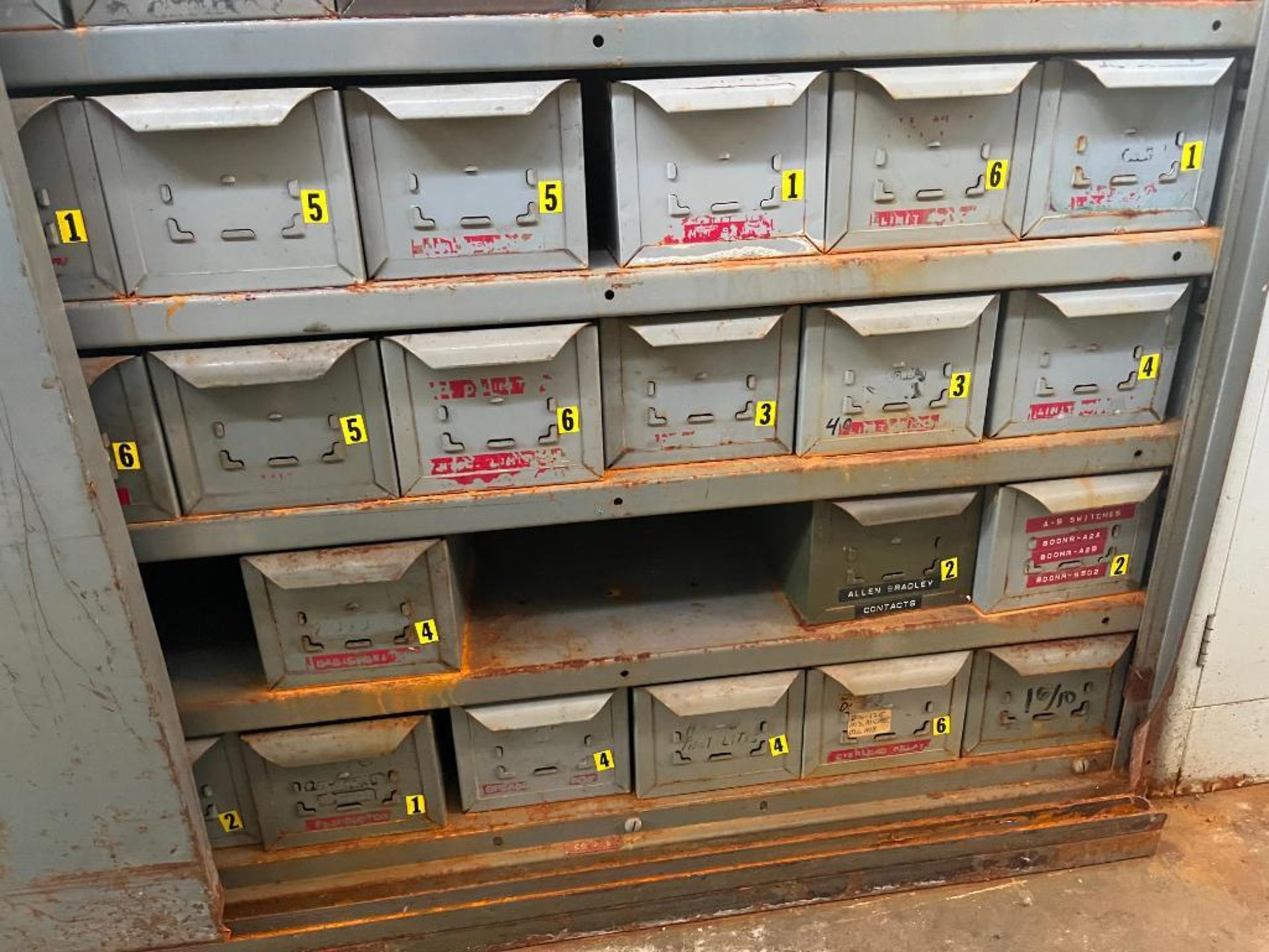 Large Quantity of Breakers, Switches, Light bulbs, Batteries, & (3) Steel Cabinets - Image 19 of 19