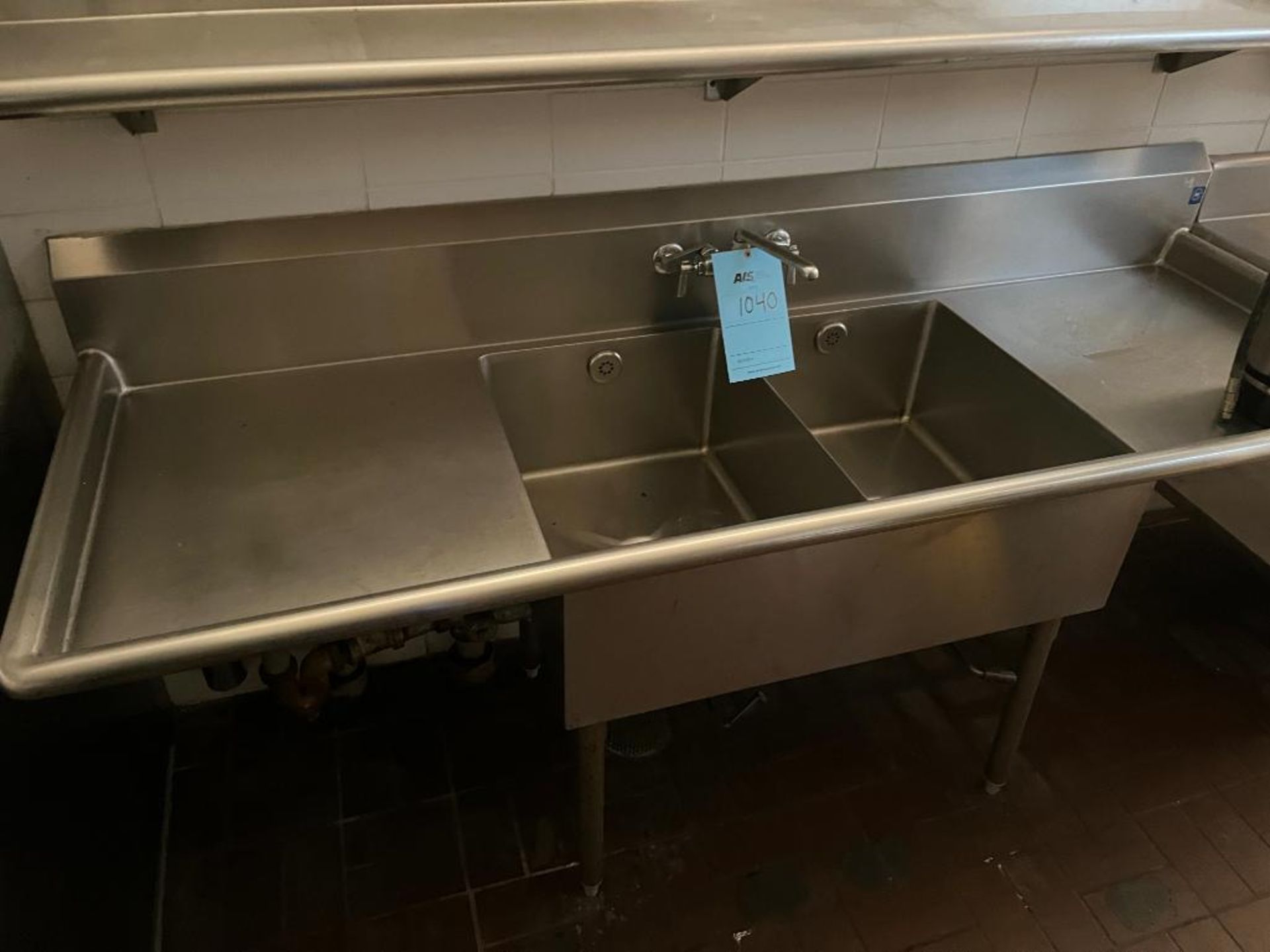 Lot (4): 84" 29" Stainless Steel Sink, 72" x 30" Prep Table & 2 Upper Shelves - Image 2 of 5