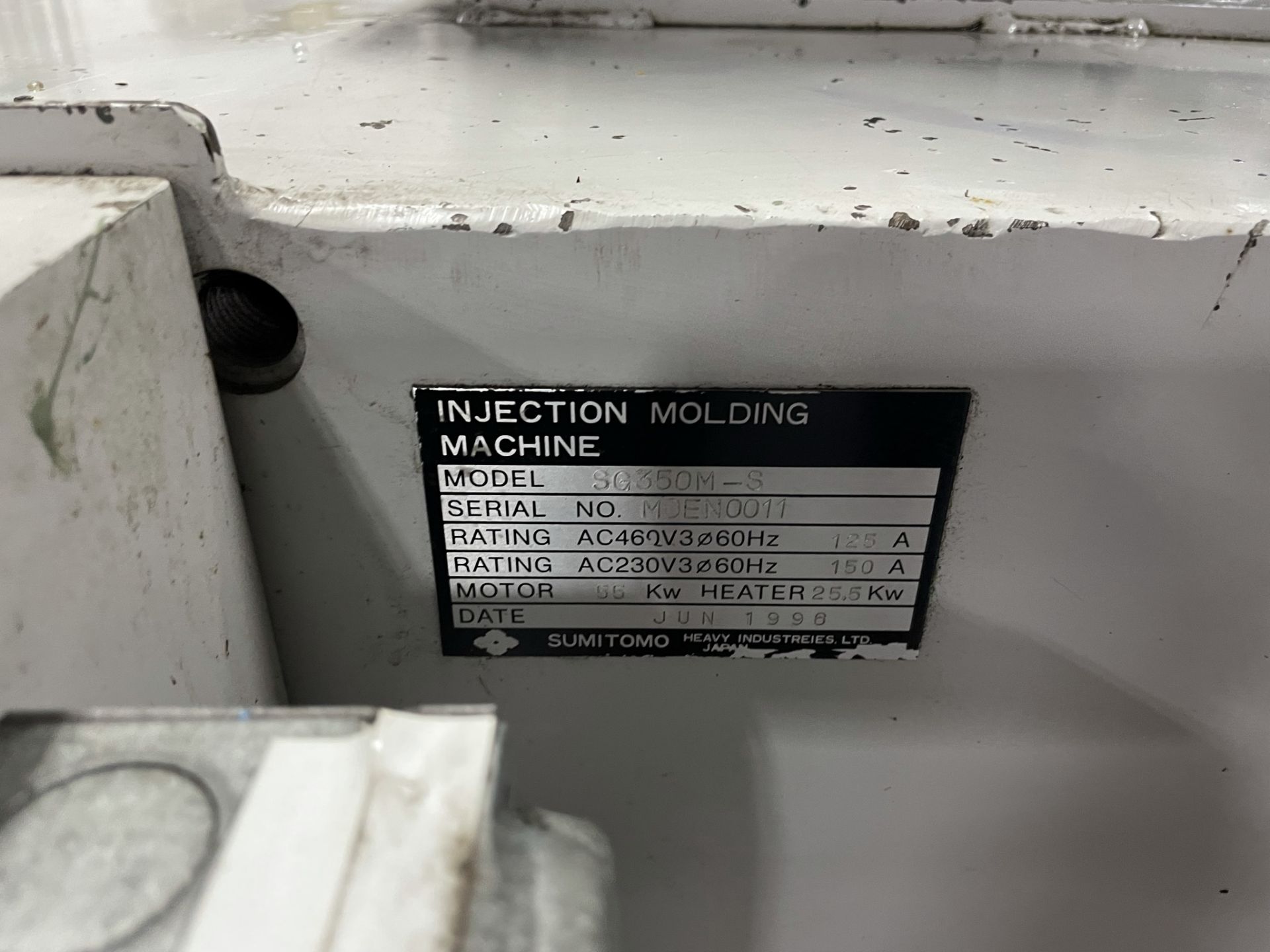 385 Ton, 15 oz. Sumitomo SG350M-C1250 Injection Molding Machine with Accumulator - Image 4 of 20