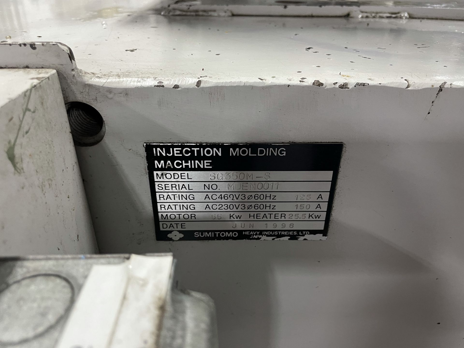 385 Ton, 15 oz. Sumitomo SG350M-C1250 Injection Molding Machine with Accumulator - Image 6 of 20