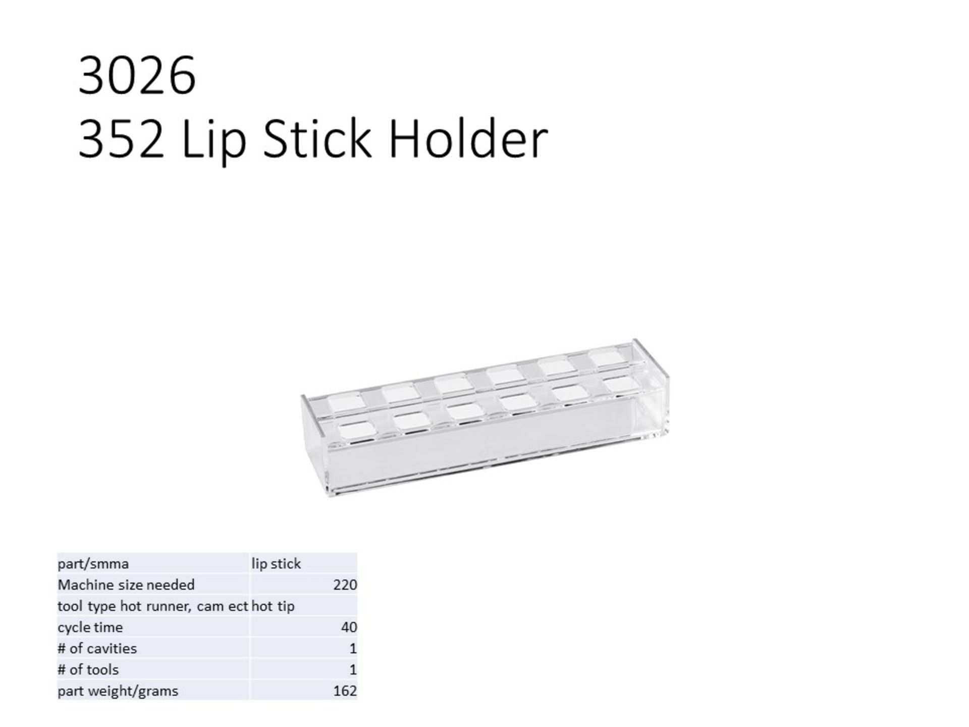 PLASTIC INJECTION MOLD - 352 Lip Stick Holder