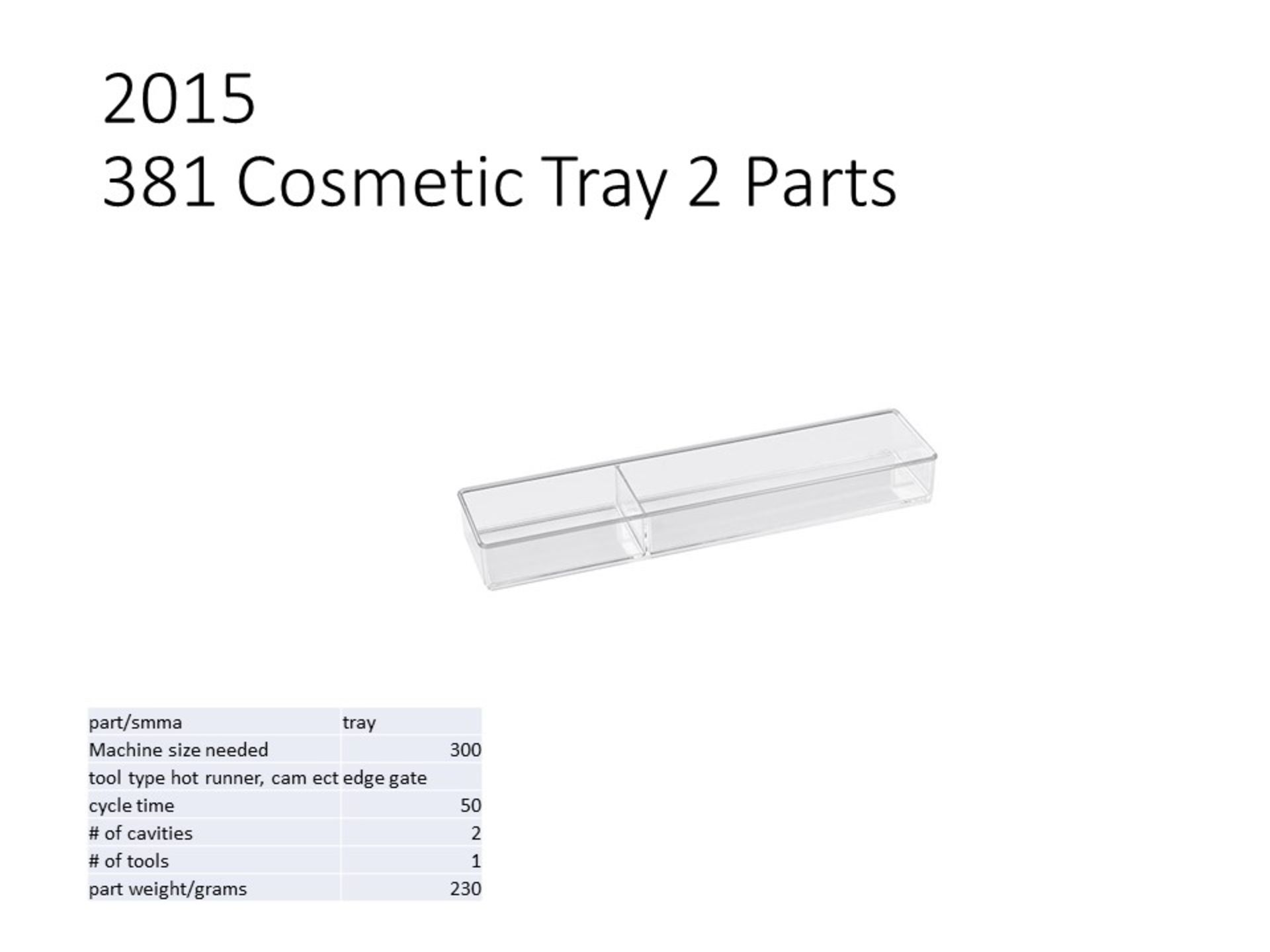 PLASTIC INJECTION MOLD - 381 Cosmetic tray 2 parts