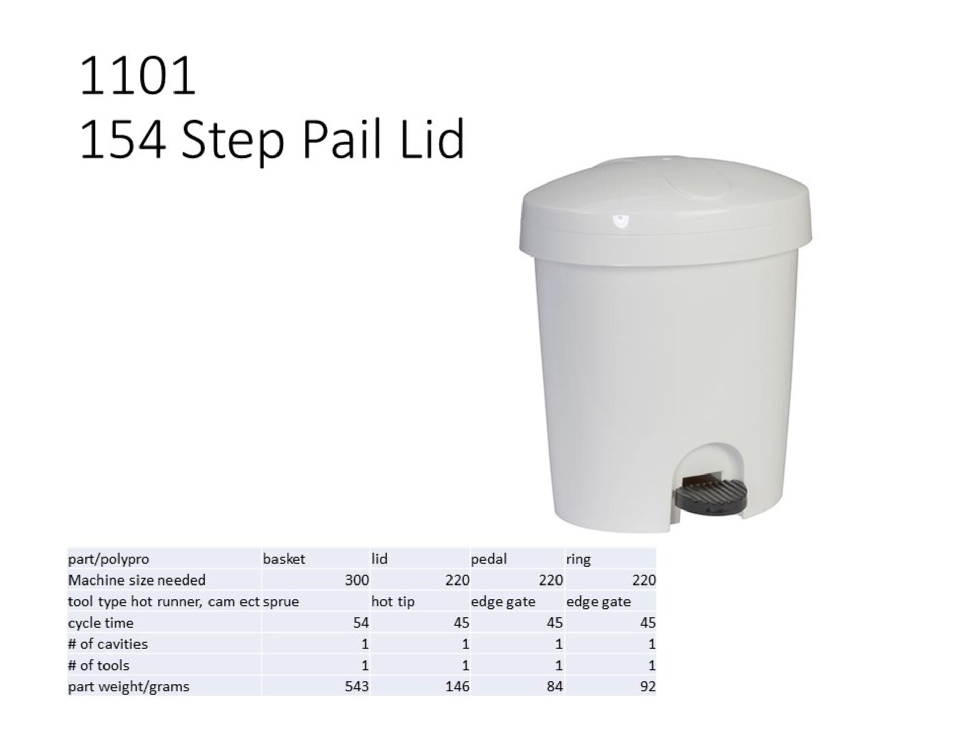 PLASTIC INJECTION MOLD - 154 Step Pail Lid