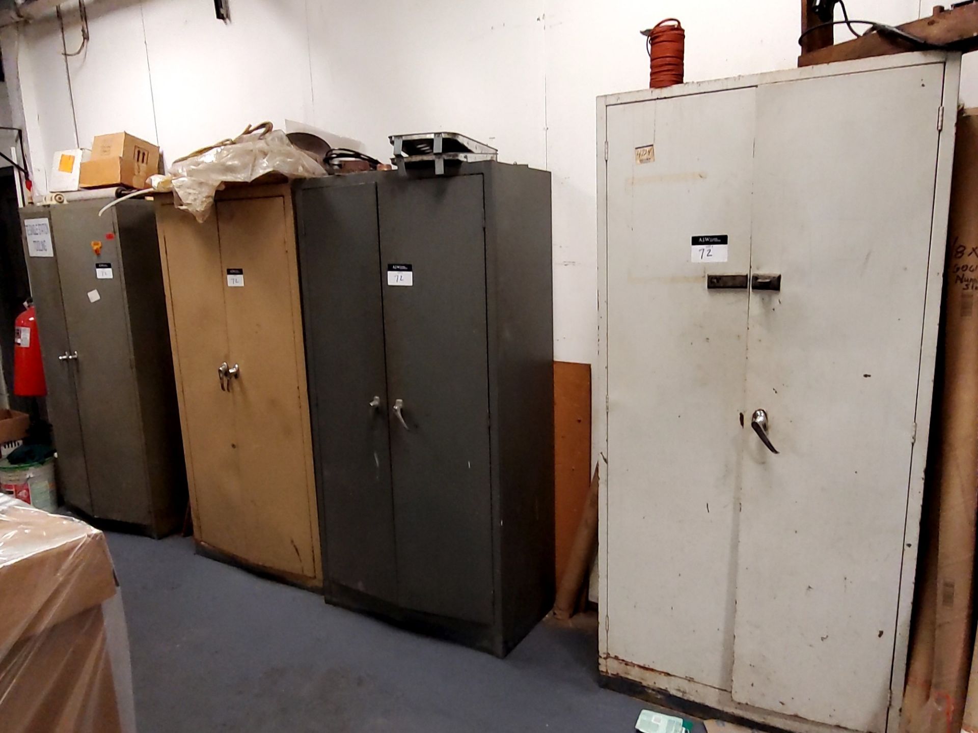 A Group of (4) Steel Cabinets w/ Contents