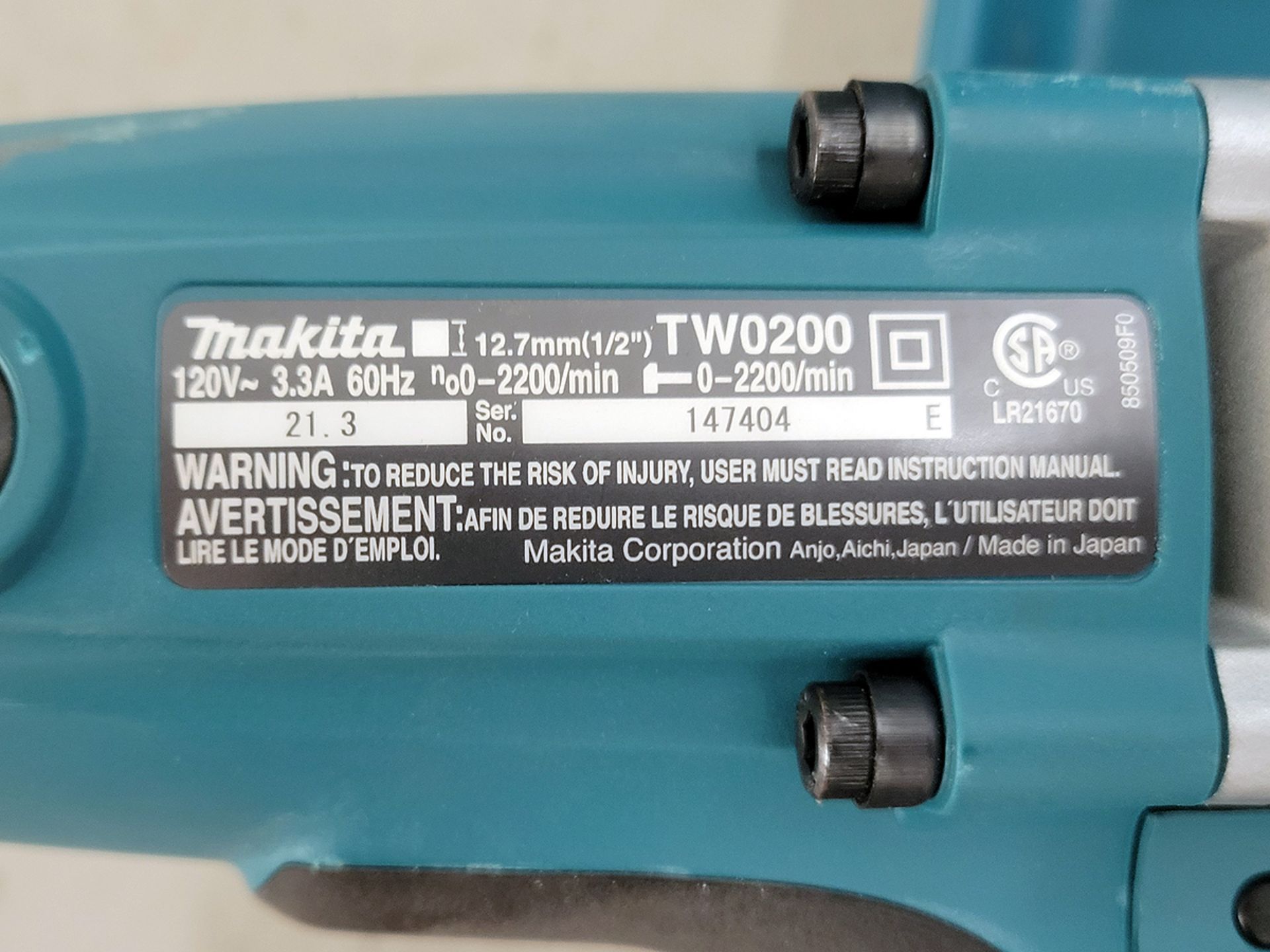 Makita TW0200 1/2" Impact Wrench w/Case - Image 2 of 2