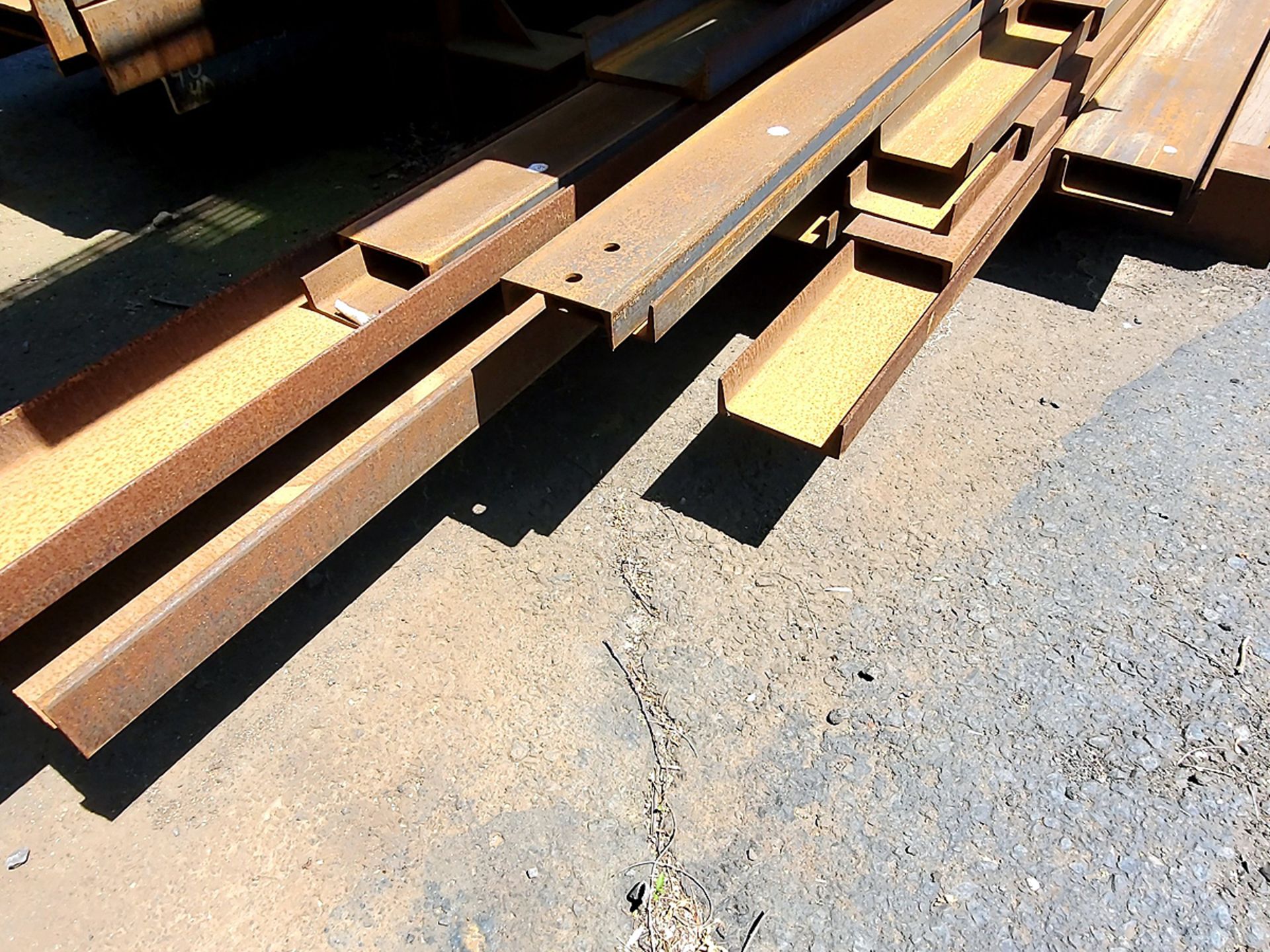 A Group of Ass't Size Steel U-Channel Beams and Grates on Rack - Image 2 of 3