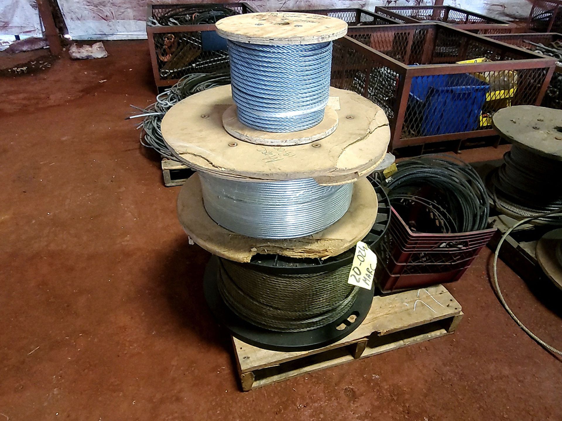 A Group of Braided Cable Spools on Pallet