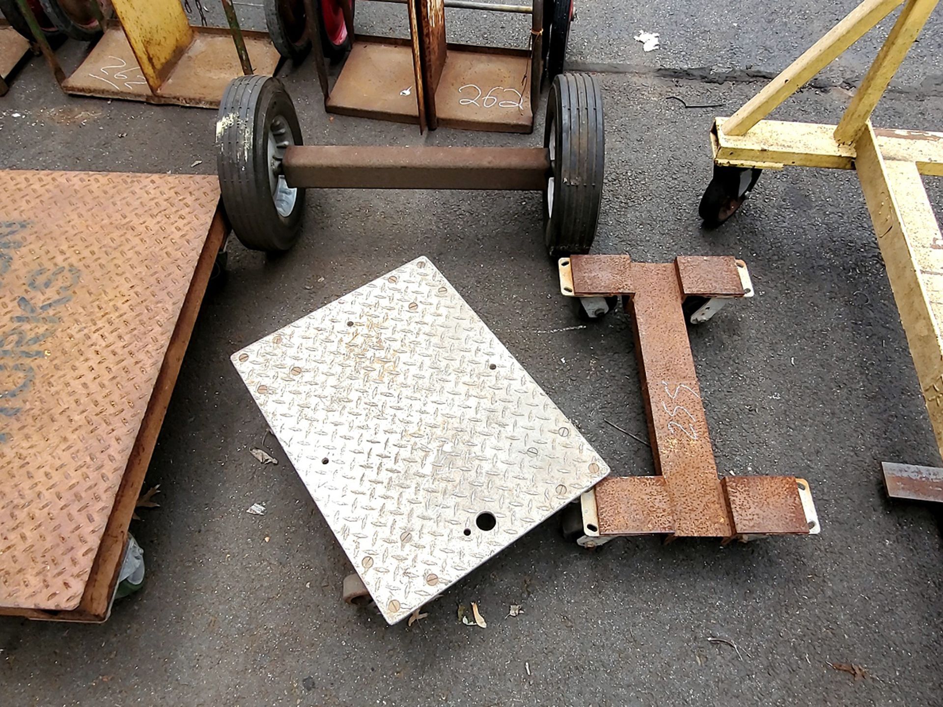 A Group of (4) Steel Dollies and (1) 24" Steel Axle - Image 2 of 2