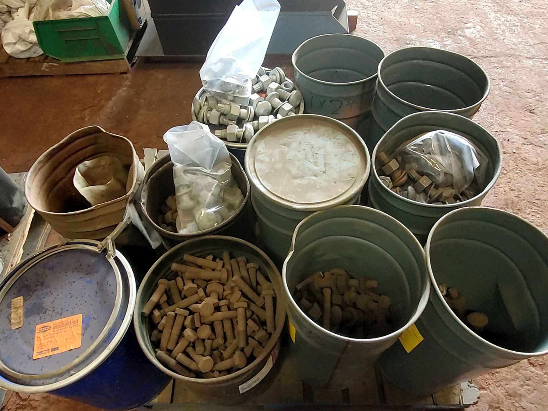 A Group of Nuts, Bolts and Washers on Pallet