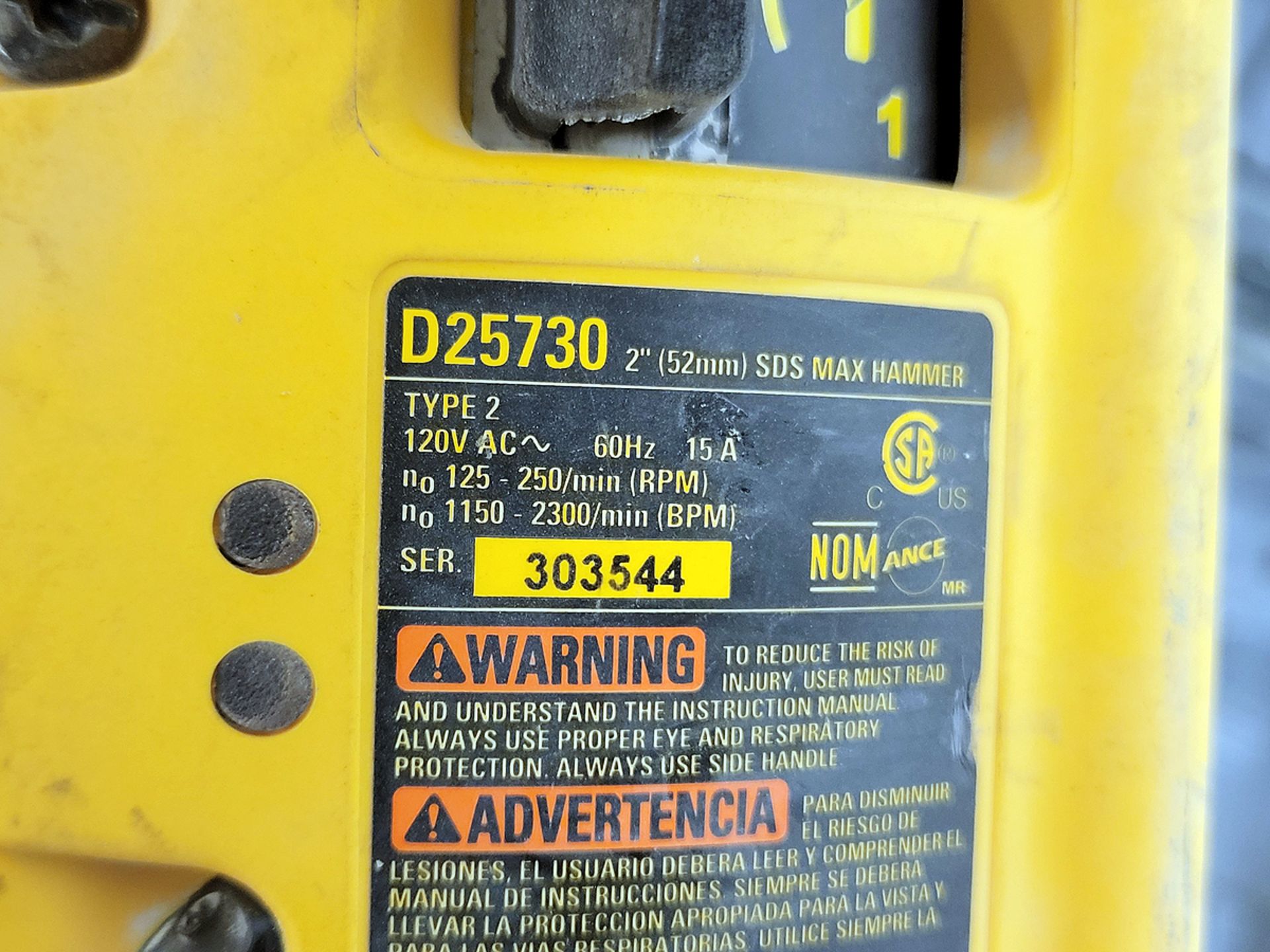 DeWalt D25730 2" SDS Max Hammer Drill w/Case - Image 2 of 2