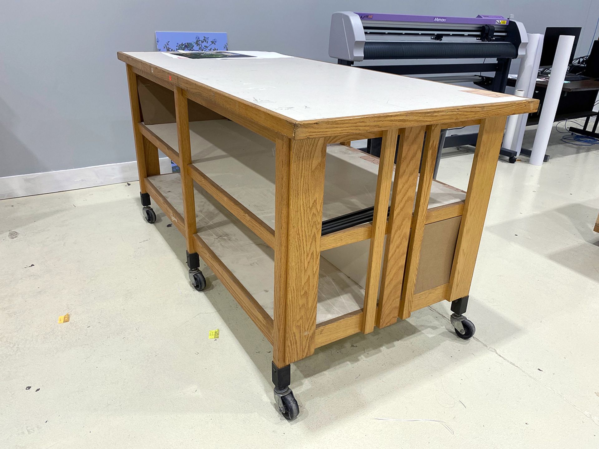 3 Tier Formica Top Wood Rolling Work Table