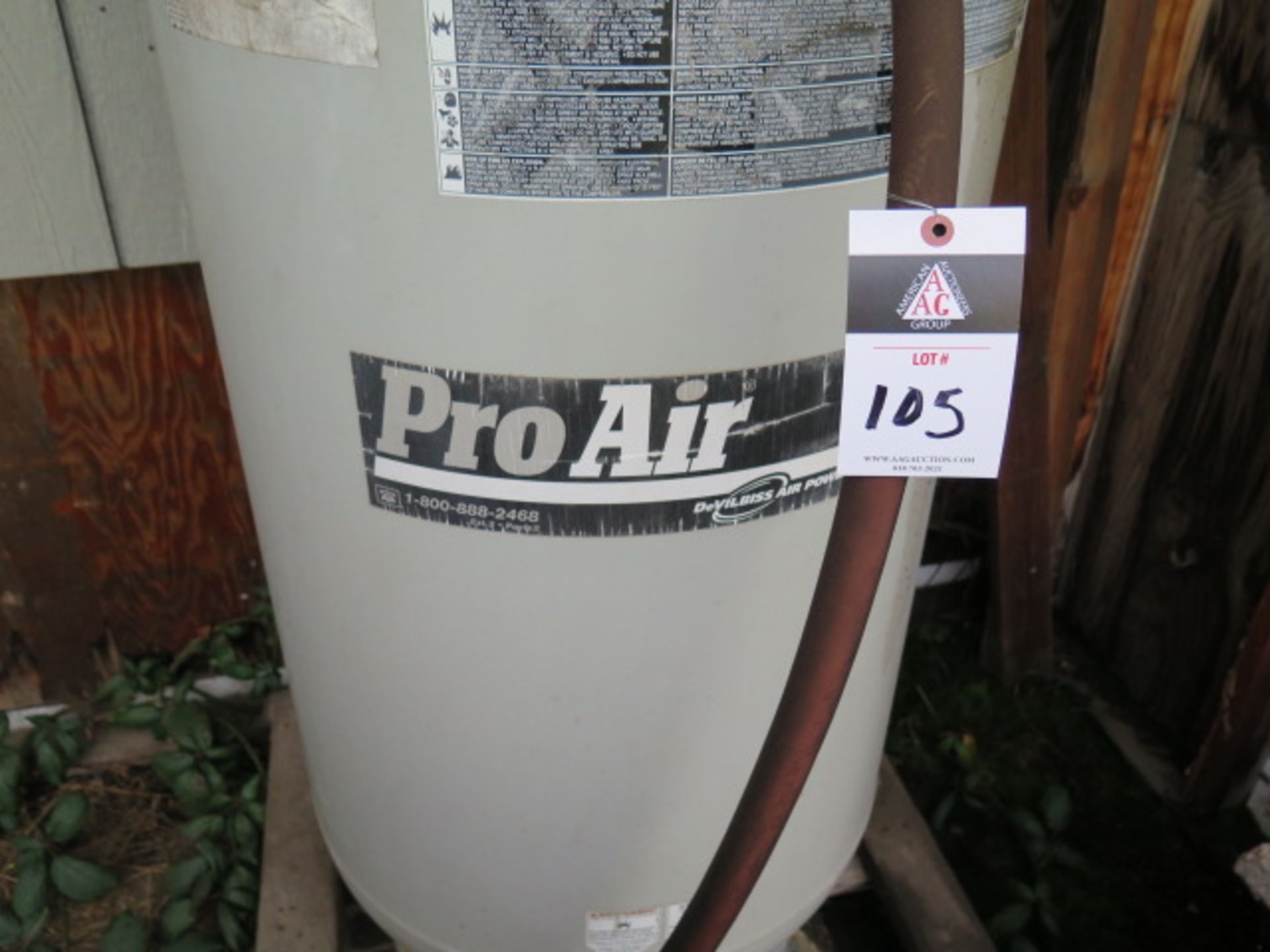 ProAir 6.5Hp Vertical Air Compressor w/ 80 Gallon Tank (Bleads Air Thru Rings - Needs Repair) ( - Image 2 of 4