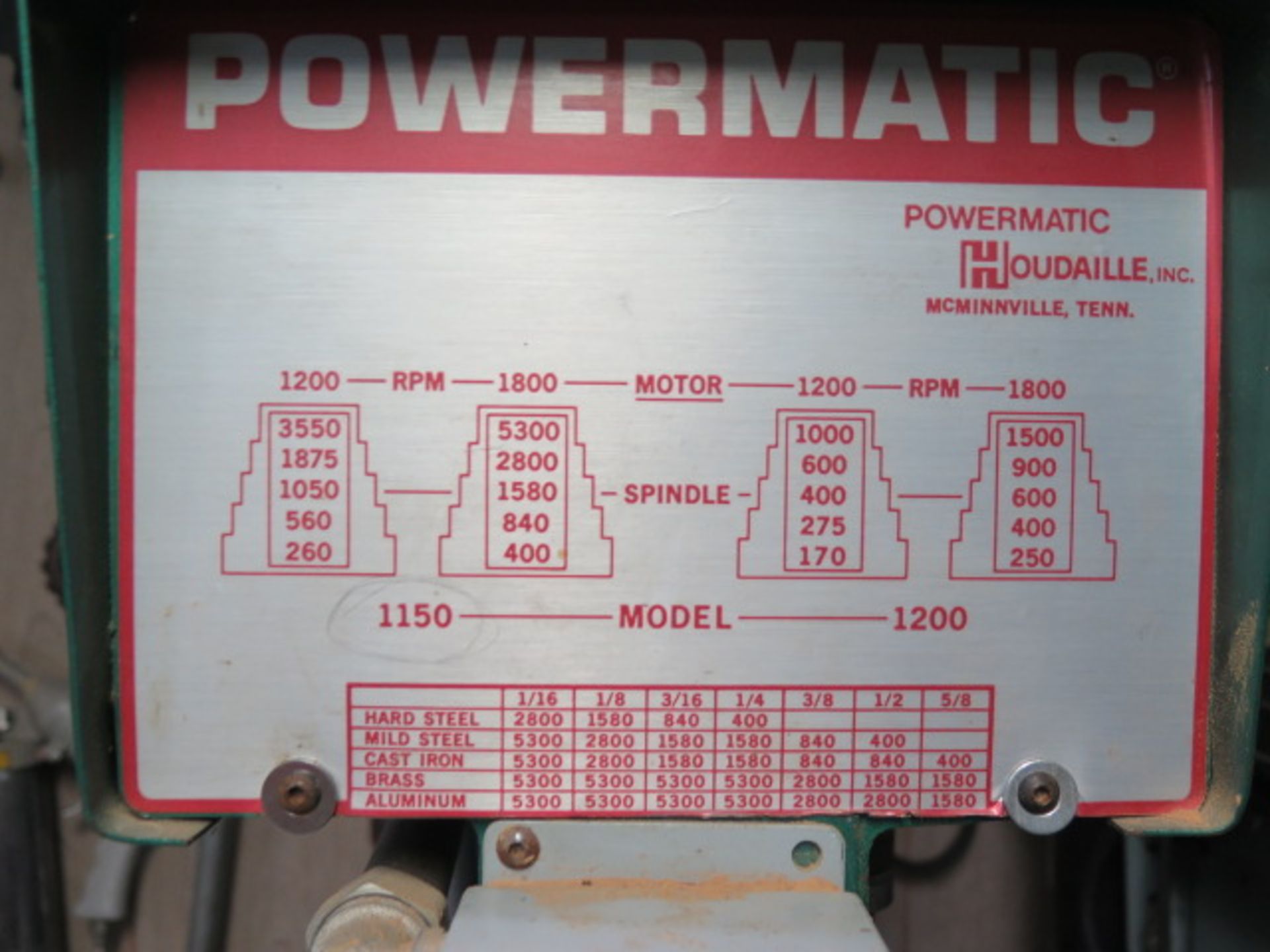 Powermatic mdl. 1150A Pedestal Drill Press (SOLD AS-IS - NO WARRANTY) - Image 3 of 6