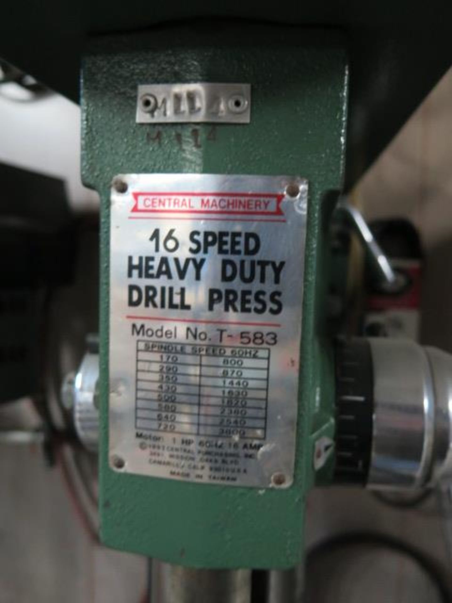 Centra; Machinery 16-Speed Pedestal Drill Press (SOLD AS-IS - NO WARRANTY) - Image 3 of 5