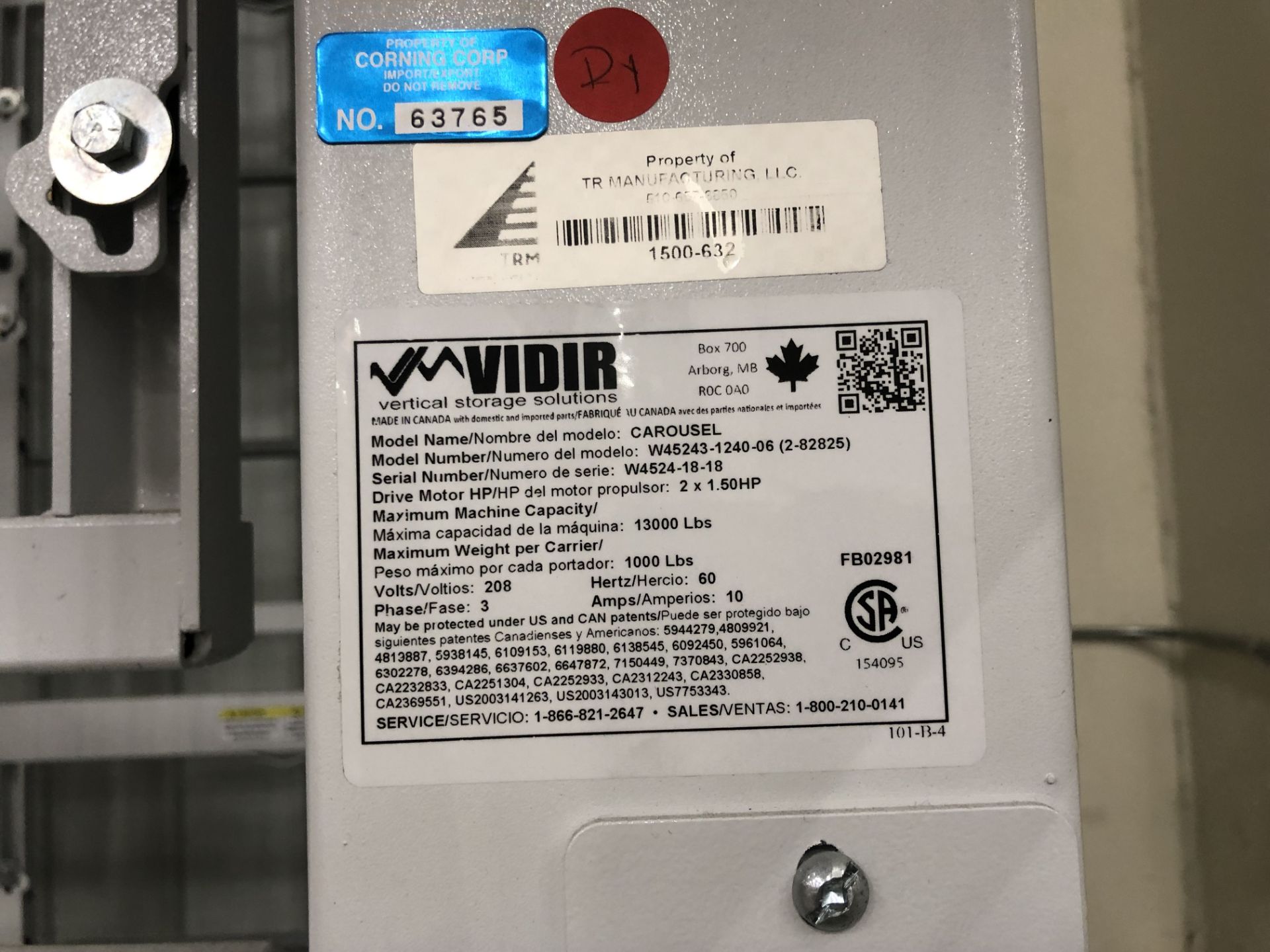 VIDIR MODEL W45243-1240-06 MOTORIZED AUTOMATED VERTICAL WIRE CABLE (SOLD AS-IS - NO WARRANTY) - Image 7 of 7