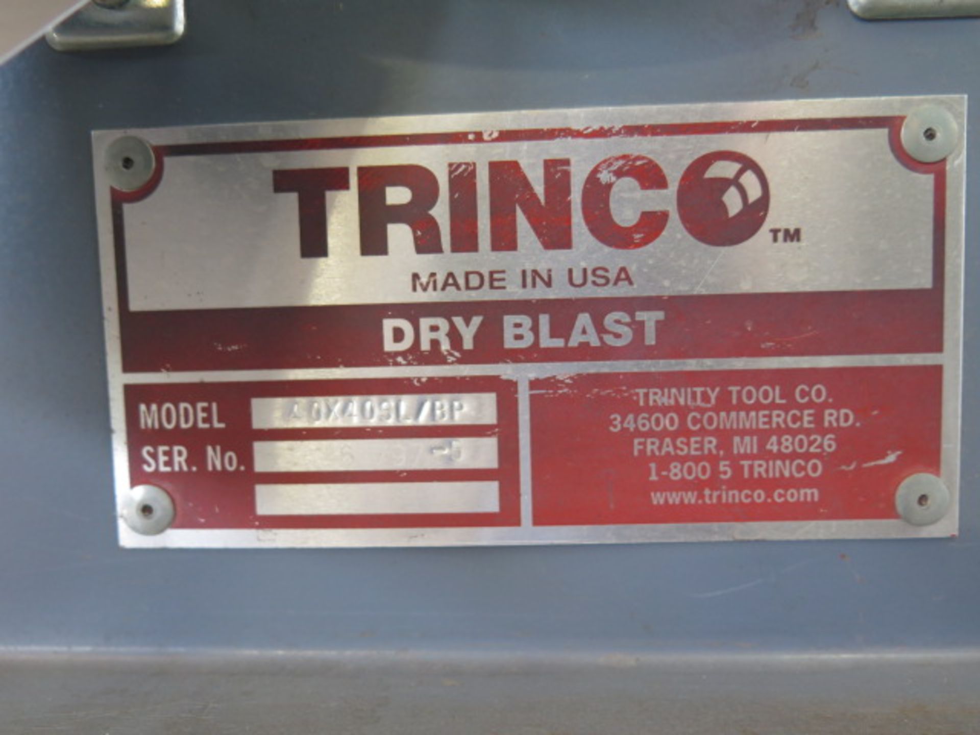 Trinco mdl. 40X40SL/BP 40” x 40” Flip-Top Dry Blast Cabinet s/n 61797-5 SOLD AS IS - Image 9 of 9
