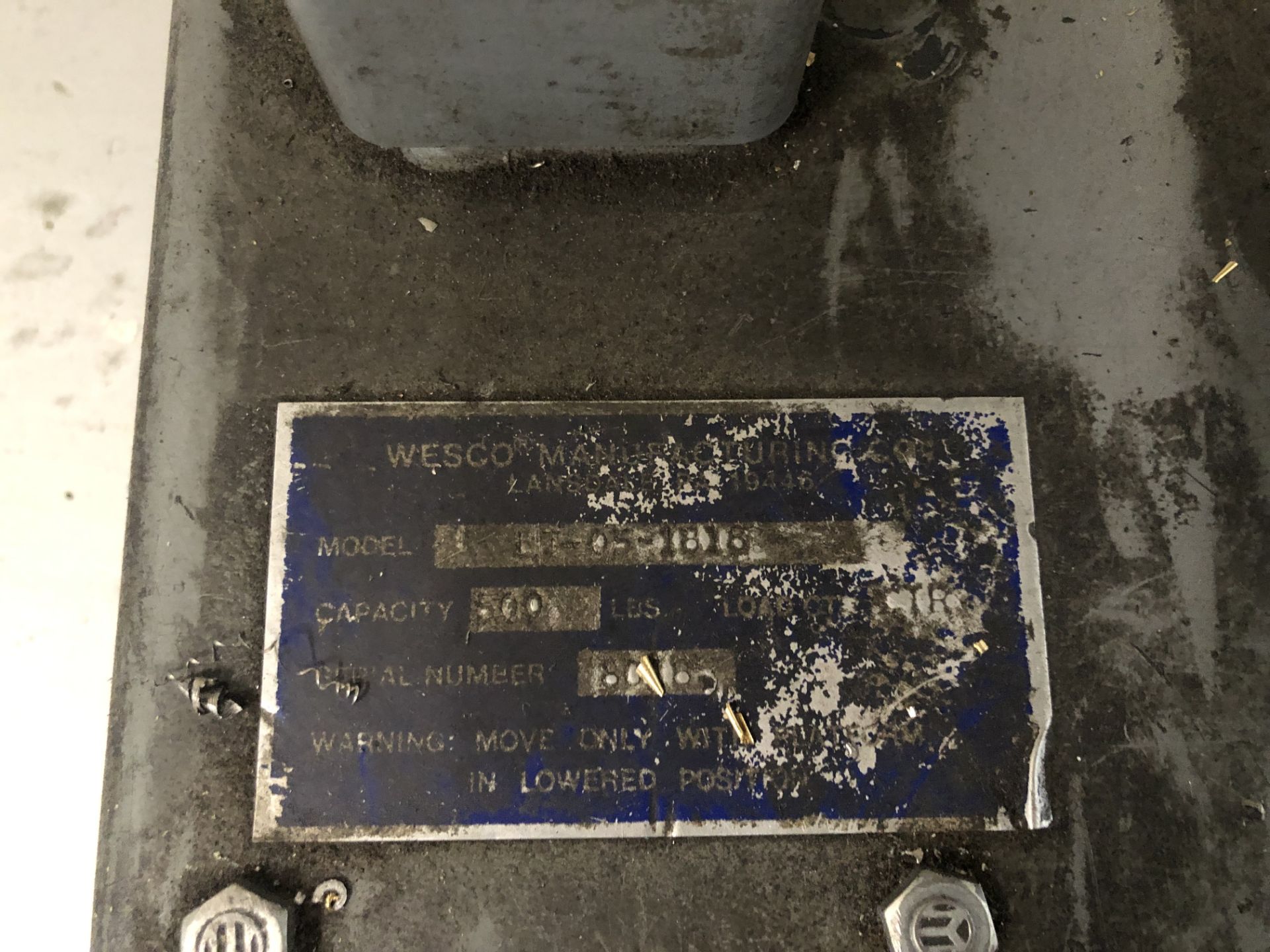 Wesco 500 Lb Capacity Die Lift (SOLD AS-IS - NO WARRANTY) - Image 2 of 3