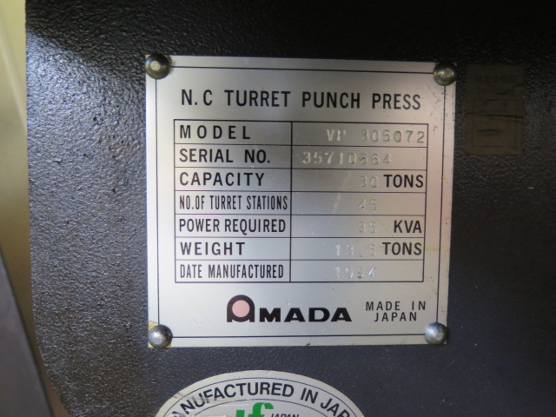 Amada VIPROS 357 30-Ton CNC Turret Punch Cell s/n 35710664 w/ 04P-C Controls, 58-Station, SOLD AS IS - Image 19 of 37