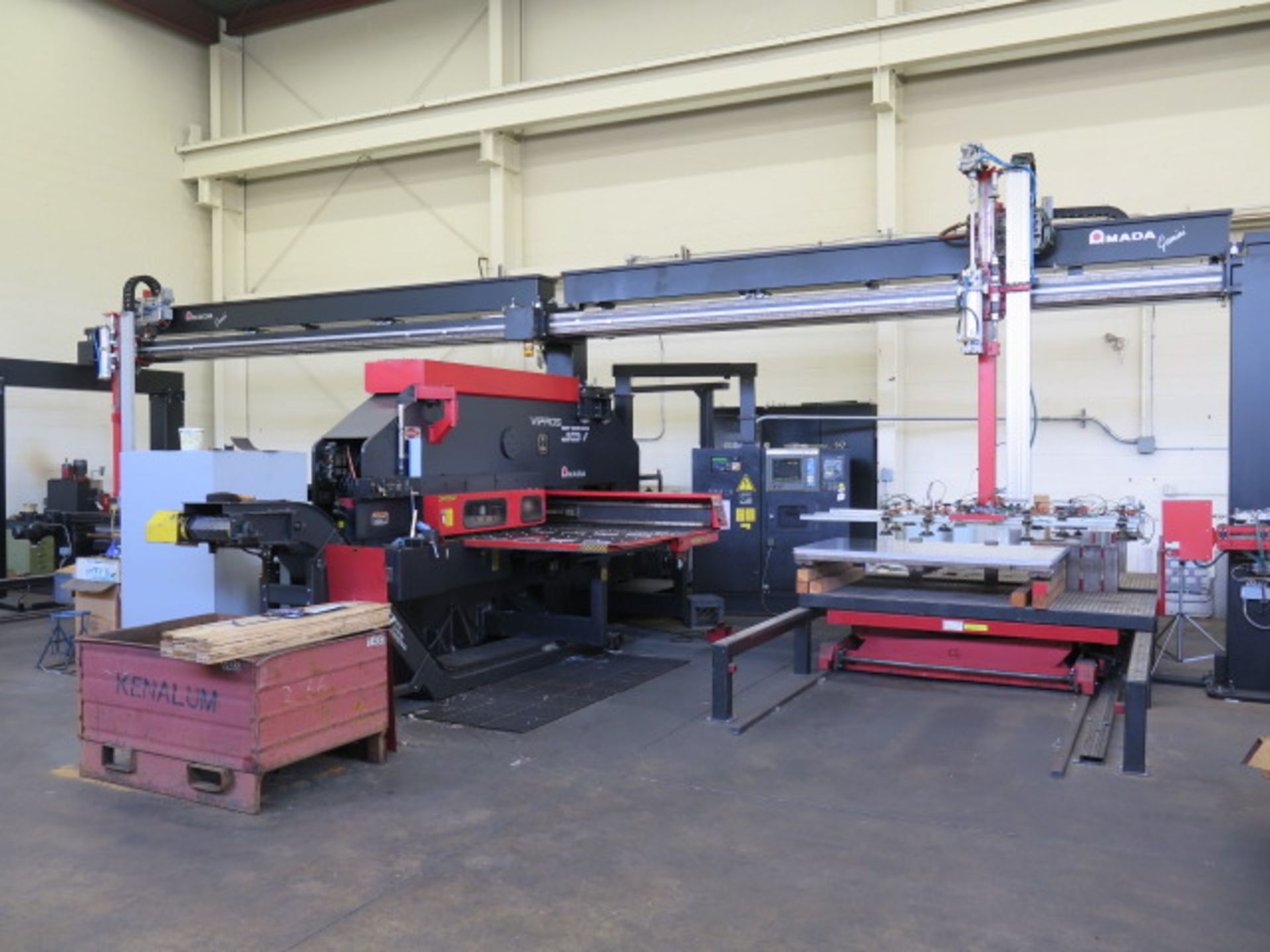 Amada VIPROS 357 30-Ton CNC Turret Punch Cell s/n 35710664 w/ 04P-C Controls, 58-Station, SOLD AS IS