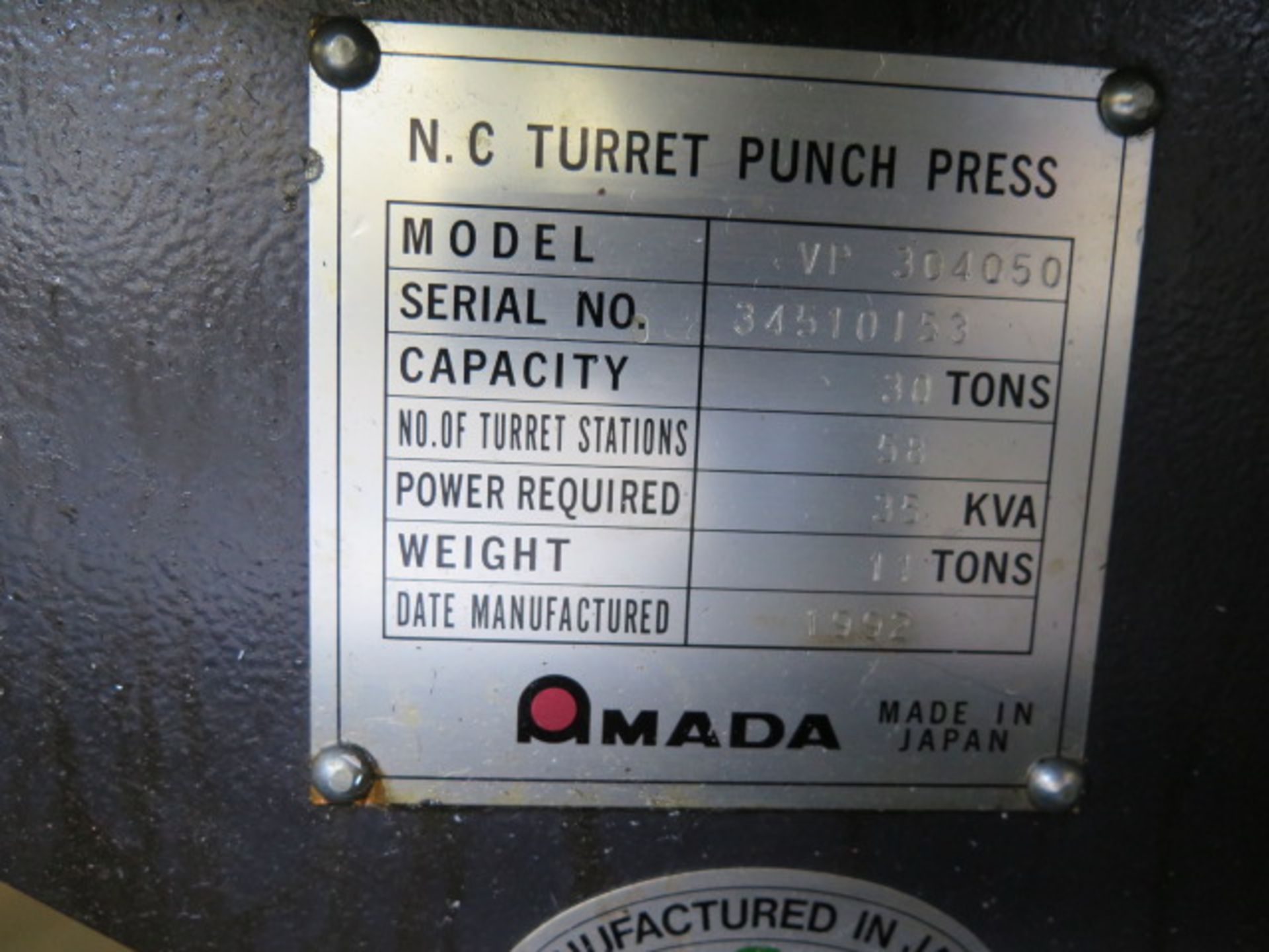 Amada VIPROS 345 30-Ton CNC Turret Punch Cell s/n 34510153 w/ 04P-C Controls, 58-Station, SOLD AS IS - Image 12 of 28