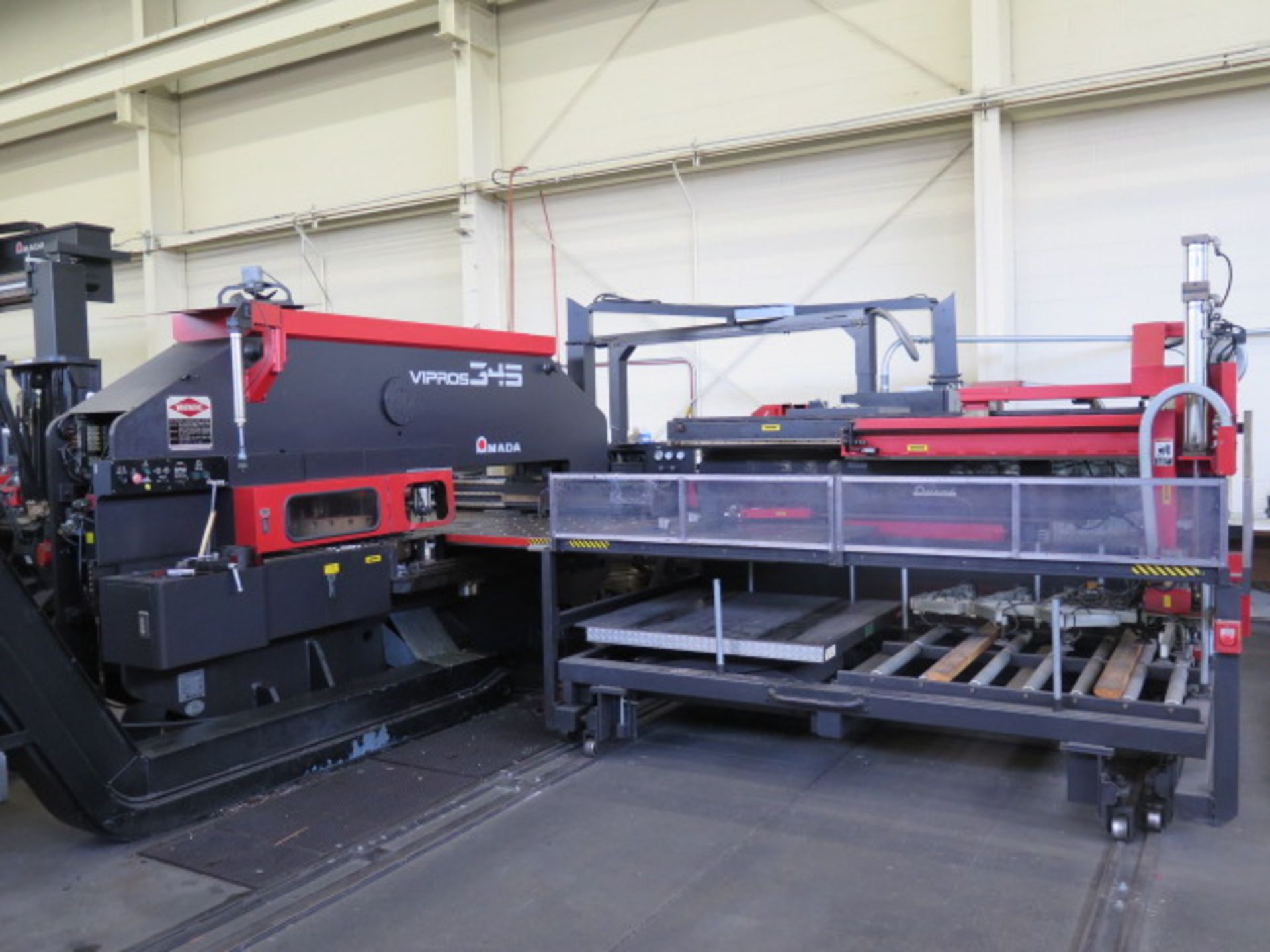 Amada VIPROS 345 30-Ton CNC Turret Punch Cell s/n 34510153 w/ 04P-C Controls, 58-Station, SOLD AS IS