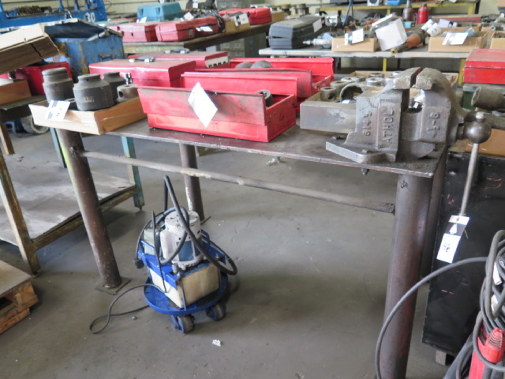 36" x 60" x 1/2" Steel Welding Table w/ 4 1/2" Bench Vise (SOLD AS-IS - NO WARRANTY)