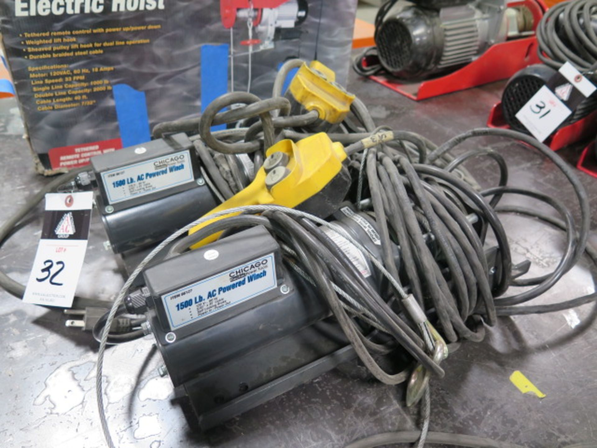 Chicago Electric 1500 Lb Cap Electric Hoists (2) (SOLD AS-IS - NO WARRANTY) - Image 2 of 5