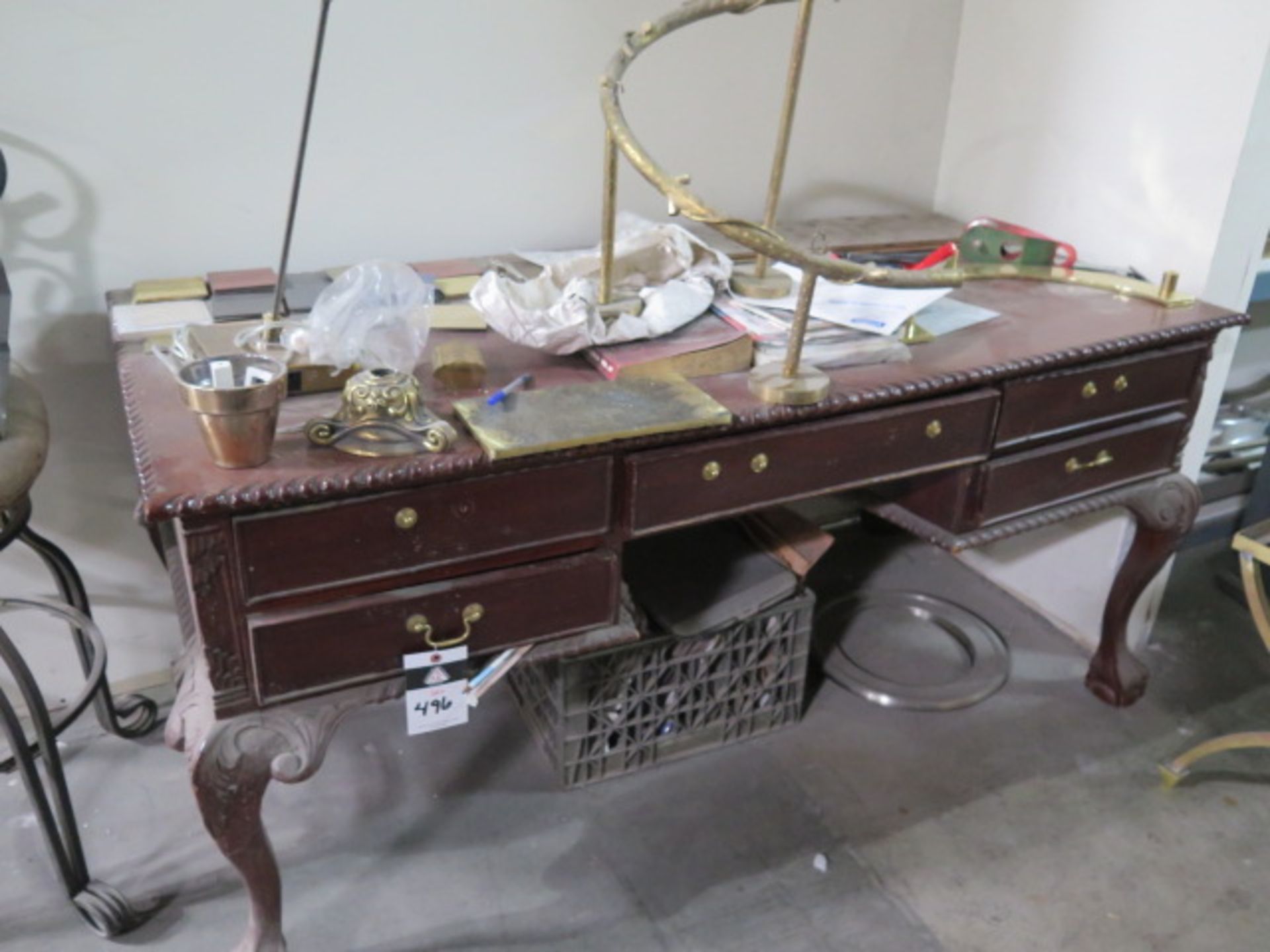Antique Style Desk w/ Misc (SOLD AS-IS - NO WARRANTY) - Image 2 of 6