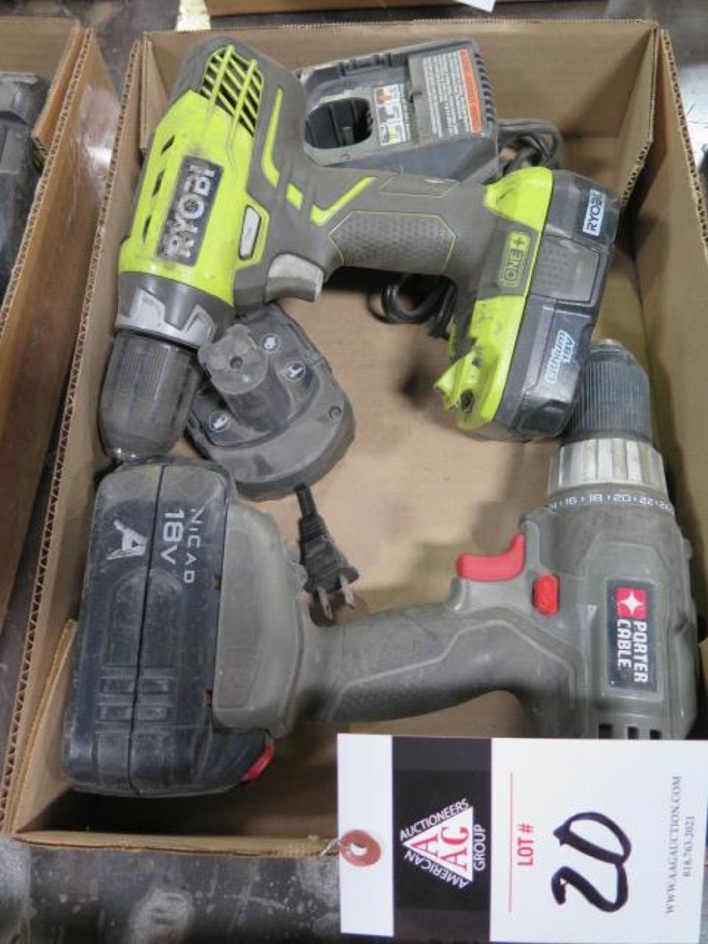 Ryobi 18 Volt Cordless Drill w/ Charger and Porter Cable 18 Volt Drill (NO CHARGER) (SOLD AS-IS - NO