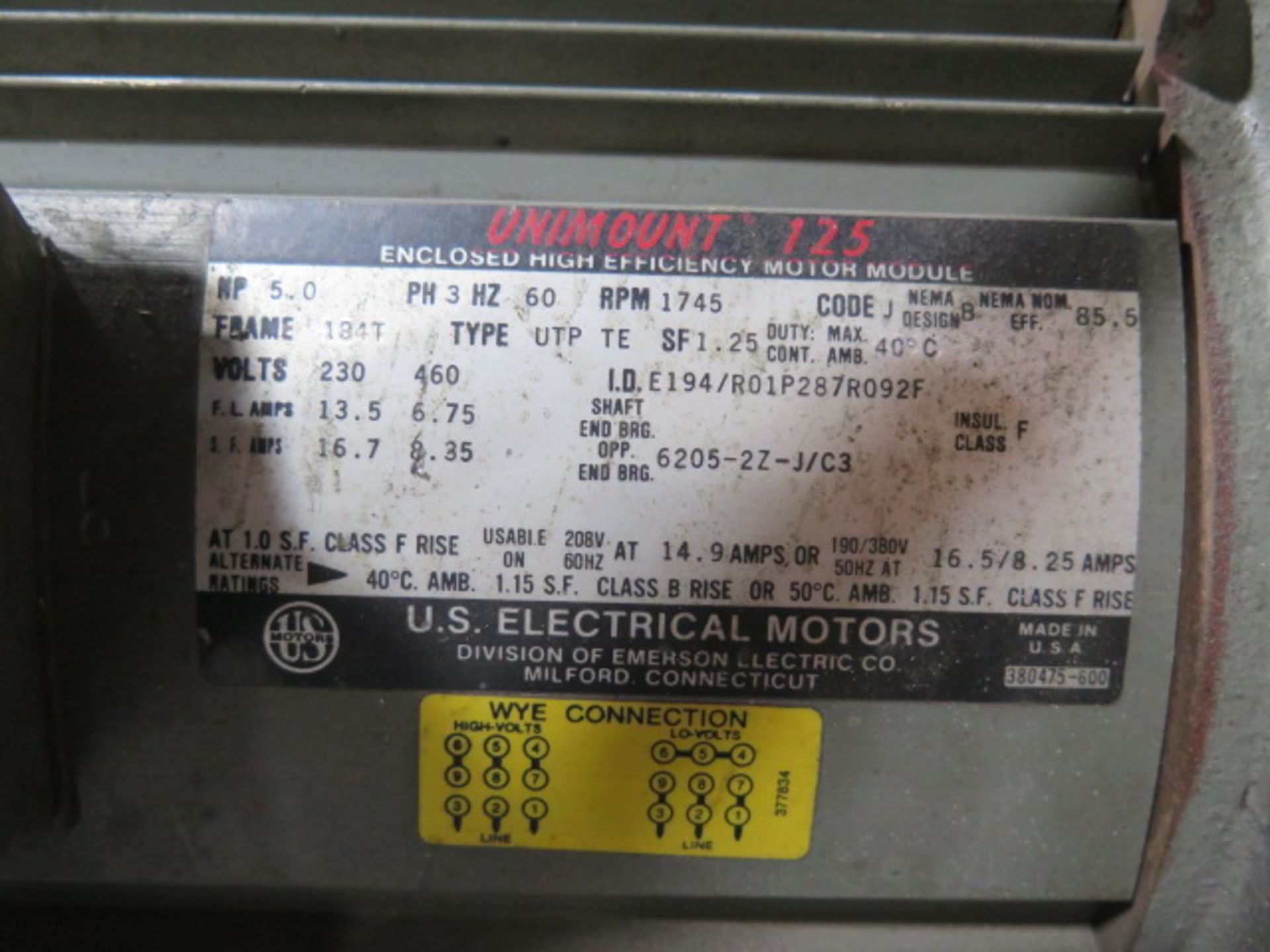 US Motors 5Hp Varidrive Motor Speed Freducer w/ Cart (SOLD AS-IS - NO WARRANTY) - Image 7 of 7