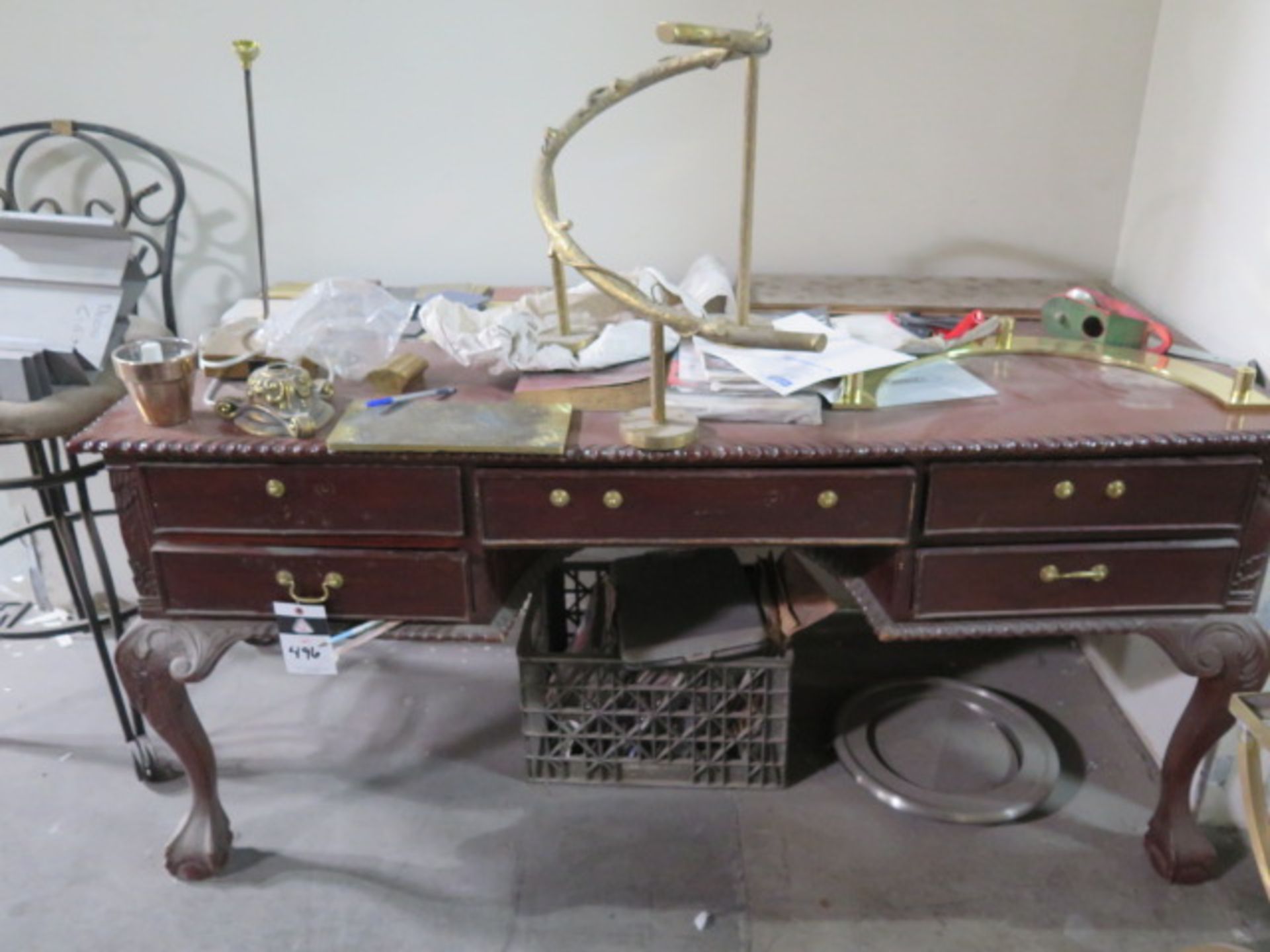Antique Style Desk w/ Misc (SOLD AS-IS - NO WARRANTY)