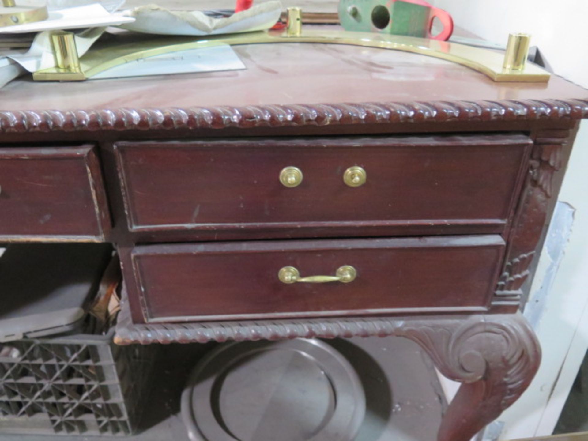 Antique Style Desk w/ Misc (SOLD AS-IS - NO WARRANTY) - Image 5 of 6