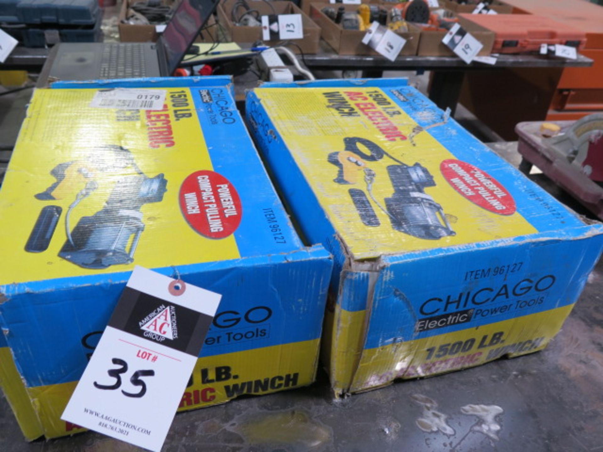 Chicago Electric 1500 Lb Cap Electric Hoists (2 - NO CABLES) (SOLD AS-IS - NO WARRANTY)