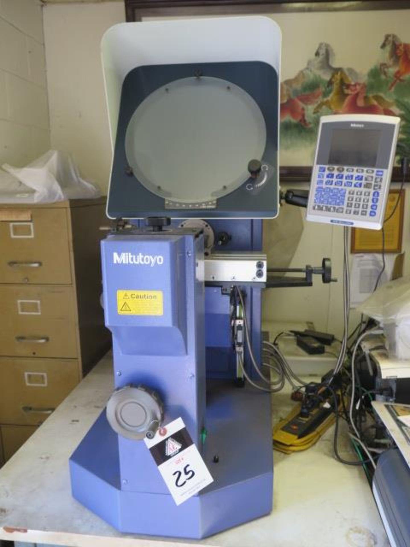 Mitutoyo PH-A14 14" Optical Comparator s/n 903037 w/Mitutoyo QM-Data 200 Prog DRO, SOLD AS IS