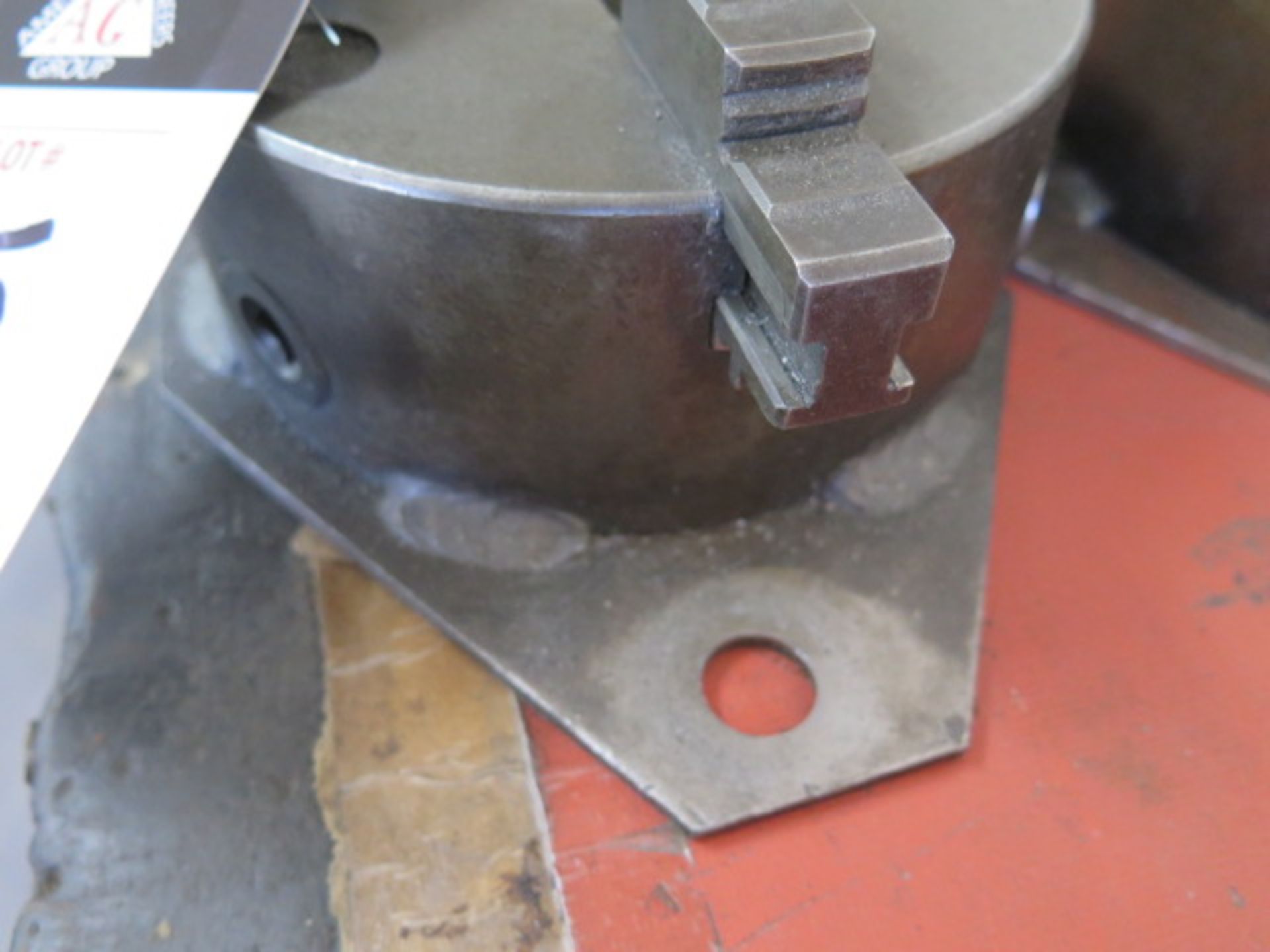 8" 4-Jaw and 6" 3-Jaw Chucks (2) W/ Mounting Plates (SOLD AS-IS - NO WARRANTY) - Image 7 of 7