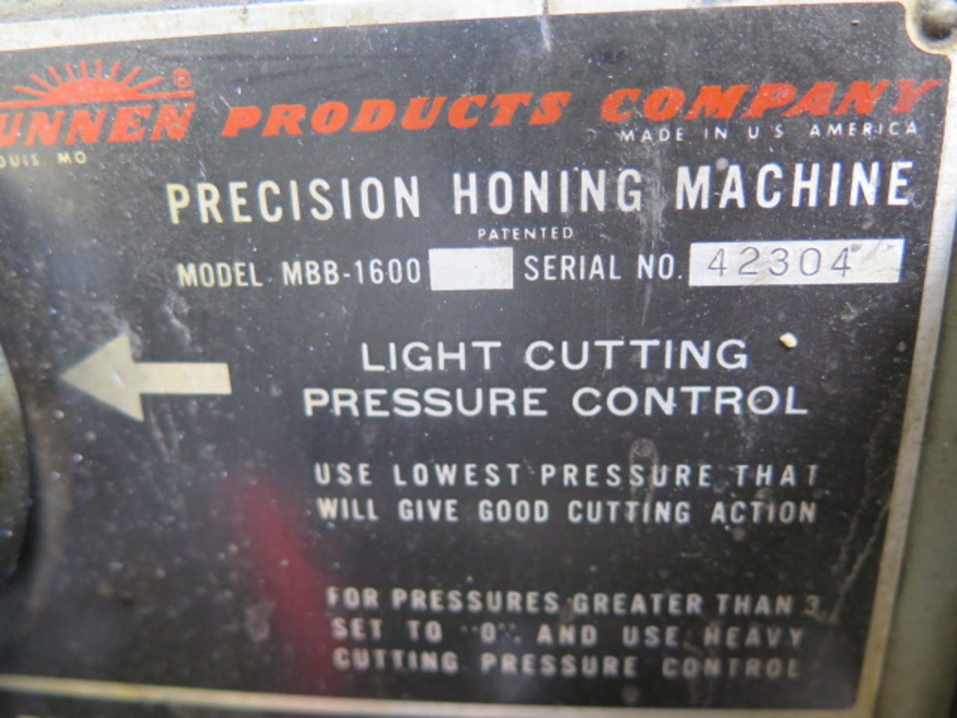 Sunnen MBB-1600 Precision Honing Machine s/n 42304 (SOLD AS-IS - NO WARRANTY) - Image 5 of 5