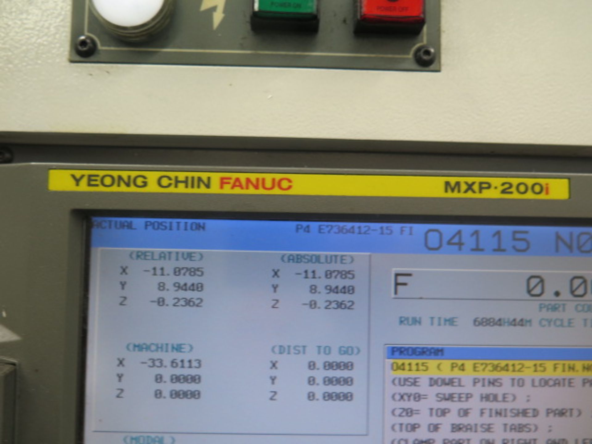 2006 YCM XV-1020A CNC VMC s/n 1129 w/ Fanuc MXP-200i Controls, Hand Wheel, SOLD AS IS - Image 6 of 20